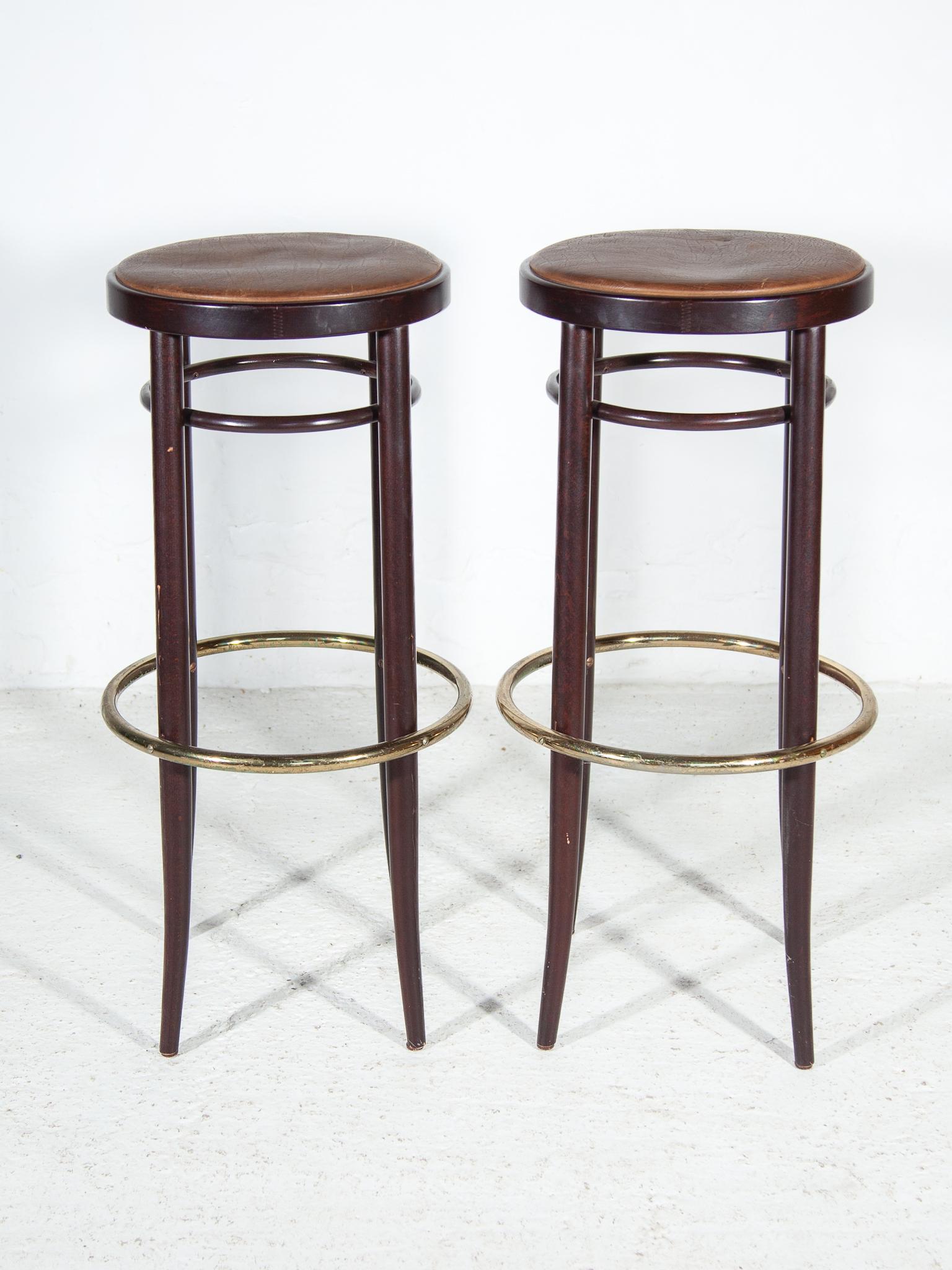 Hand-Crafted Thonet Bar Stools, 1970s set of Two, Austria For Sale