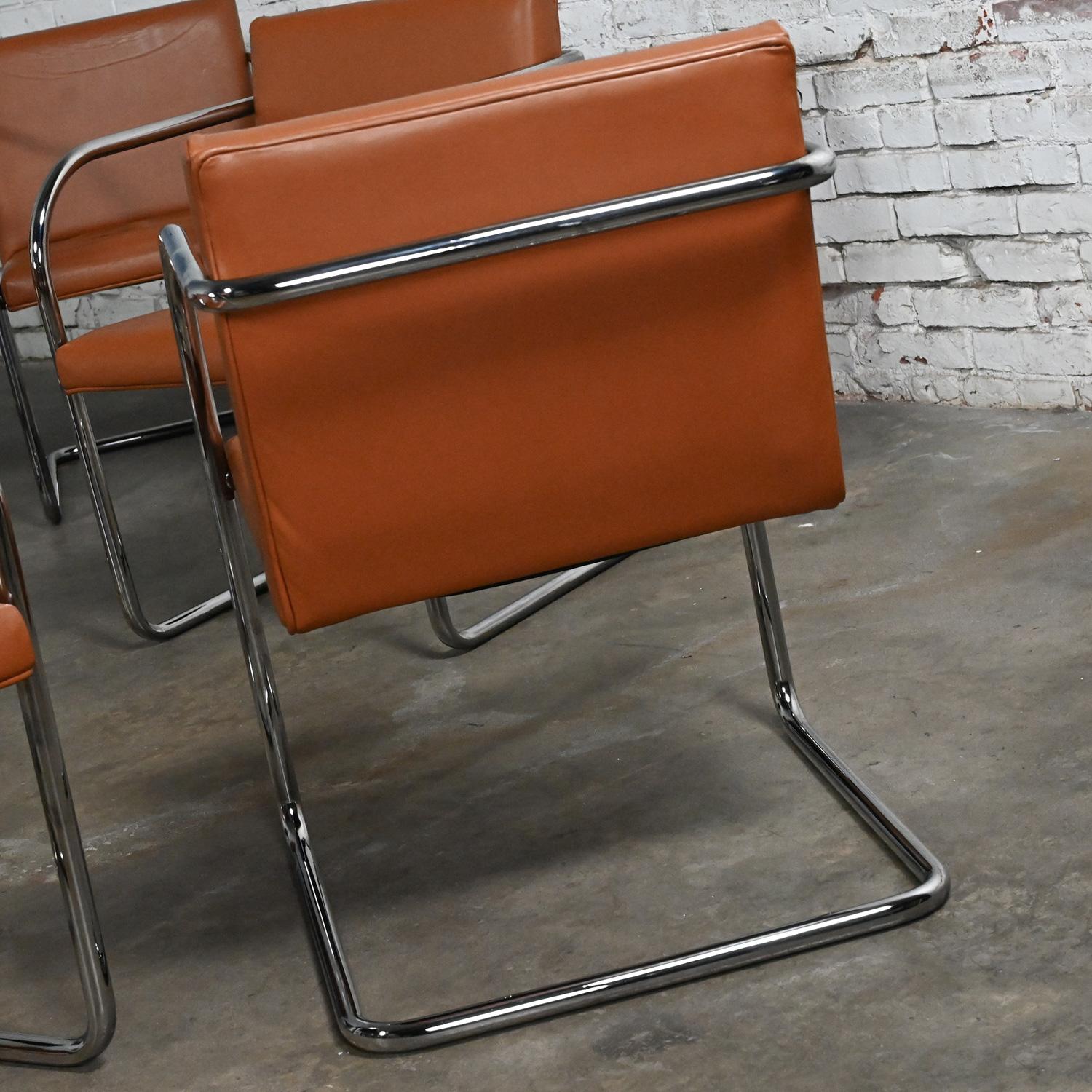 Thonet Bauhaus Brno Style Chairs Chrome & Cognac Leather Cantilever Set of 12  For Sale 13