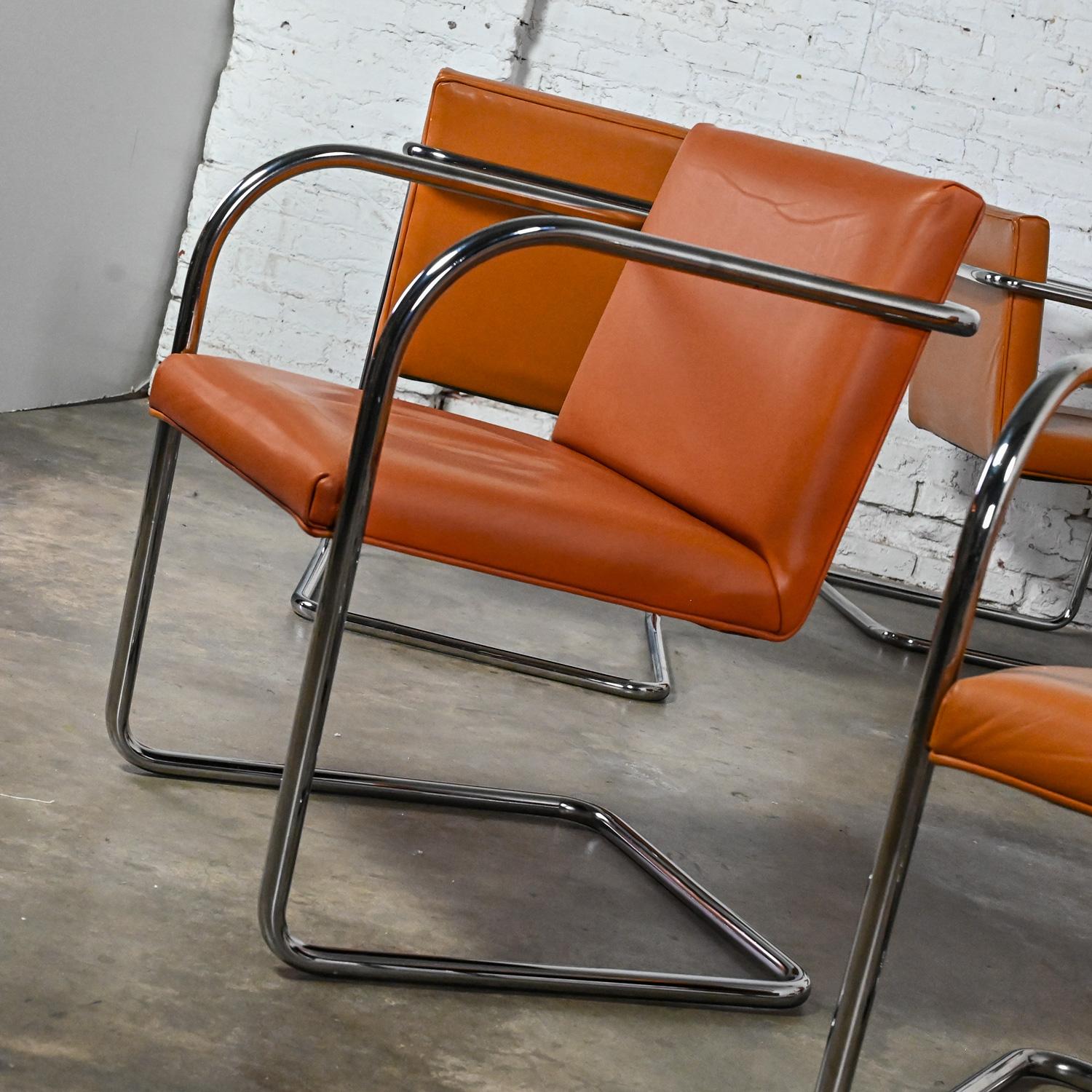 Thonet Bauhaus Brno Style Chairs Chrome & Cognac Leather Cantilever Set of 12  For Sale 14