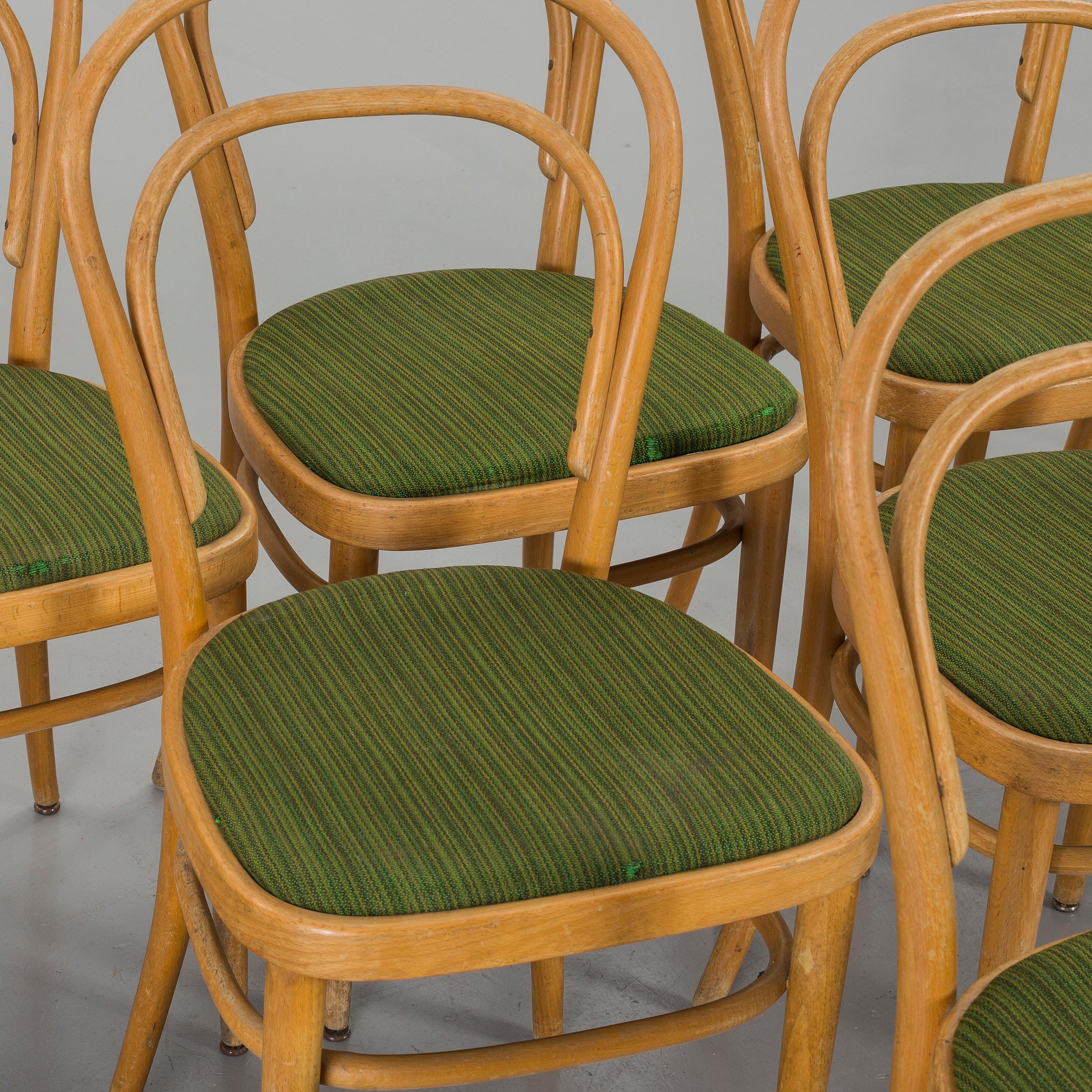 Mid-Century Modern Thonet Beech Bentwood Chairs, Made in Mid-20th Century, Set of 8