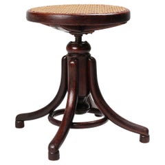Thonet beech bentwood piano stool with caned seat, Austria ca. 1900