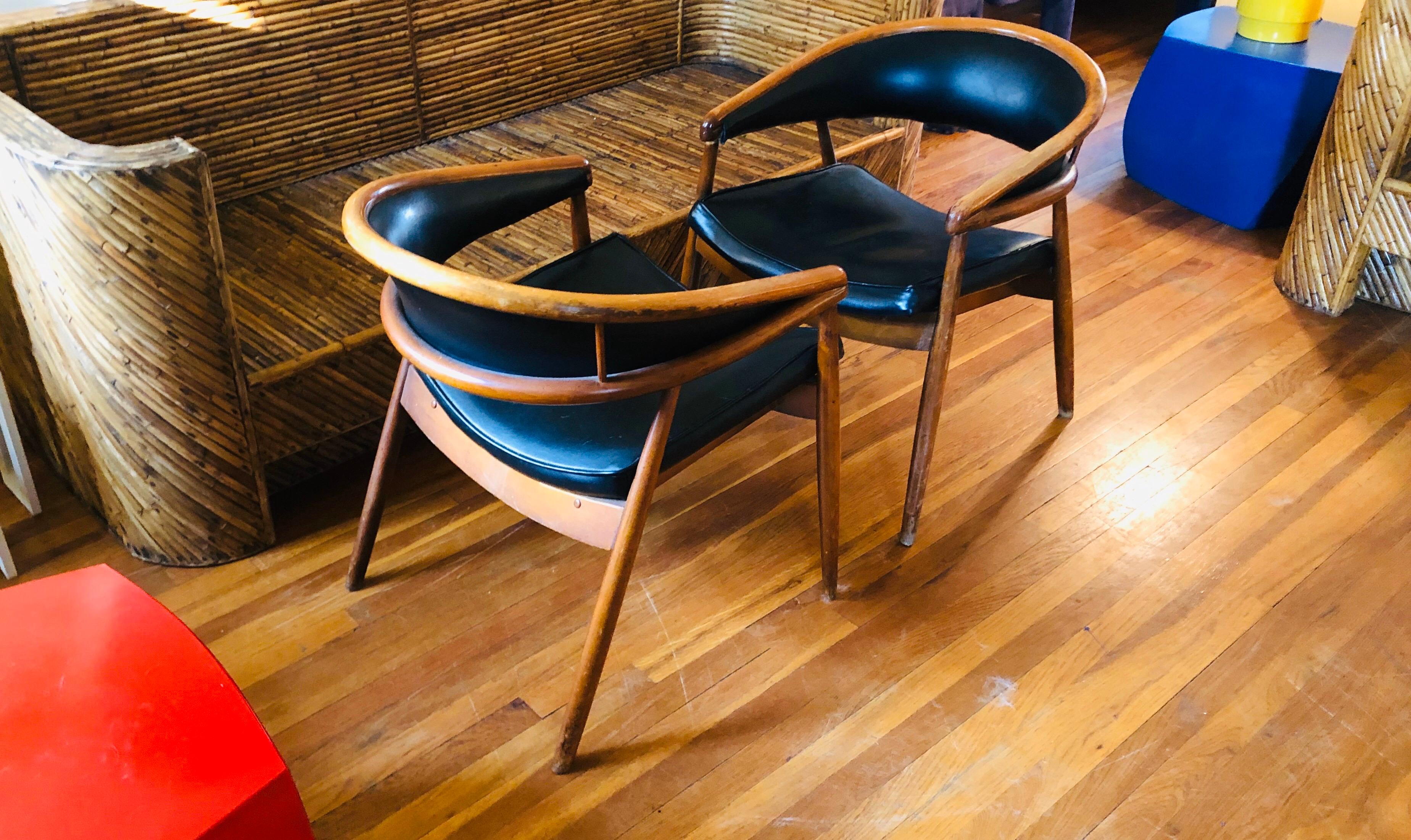 Polish Thonet Beech Curved Chairs in the taste of James Mont