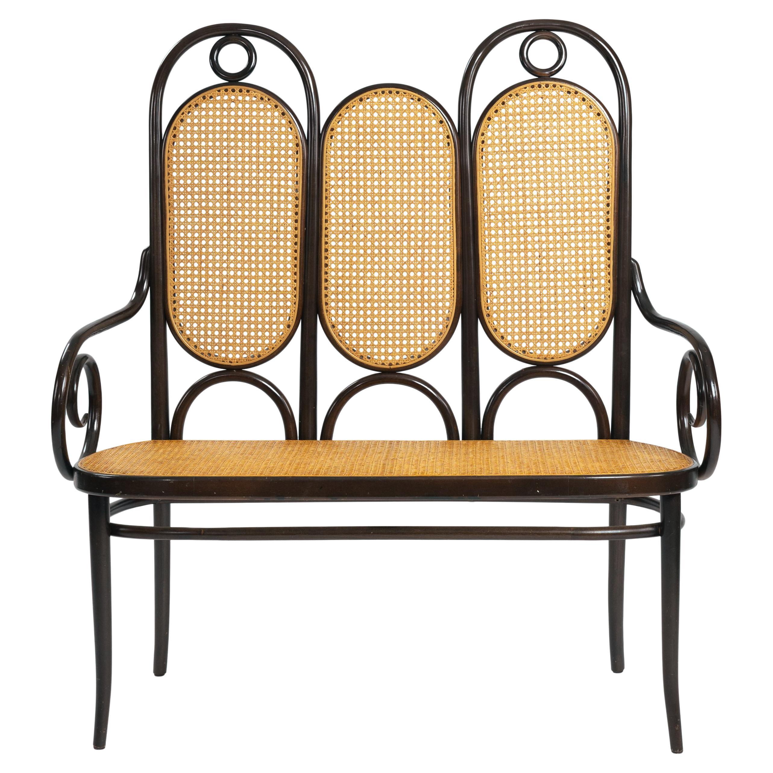 Thonet bench vienna straw Long John sofa, 1920s For Sale