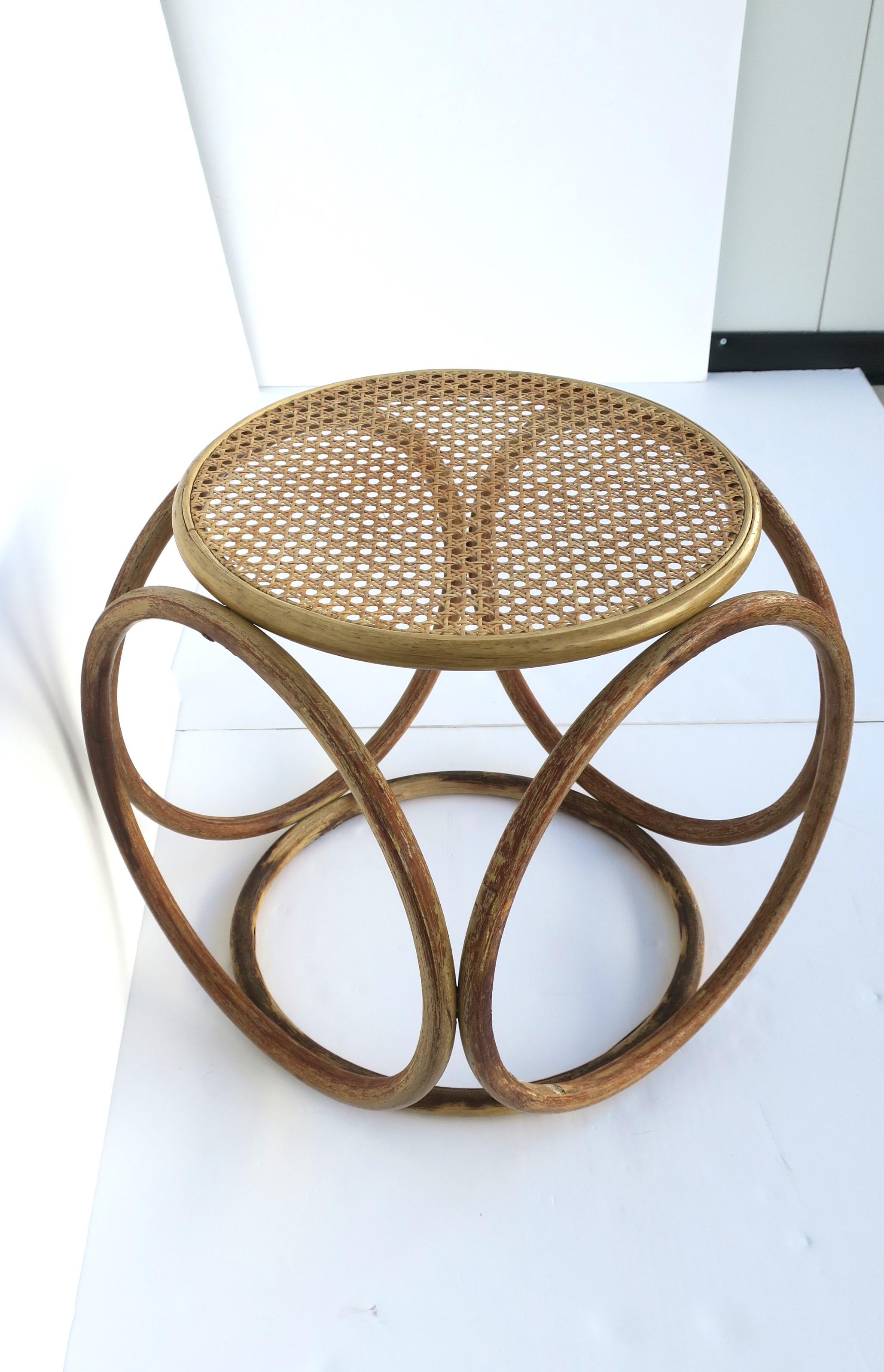 Bentwood and Wicker Cane Stool or Side Drinks Table in the Style of Thonet For Sale 6