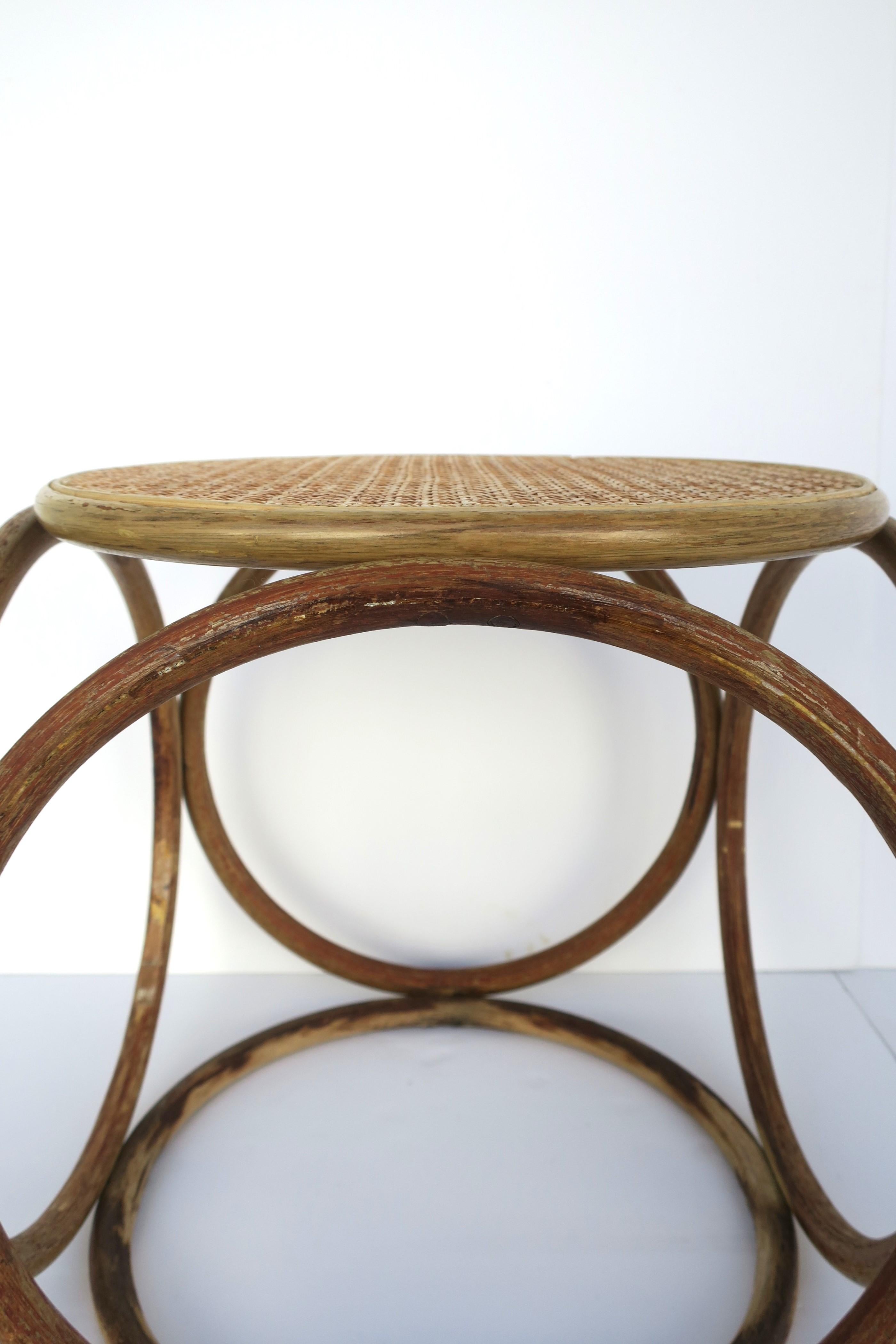 Bentwood and Wicker Cane Stool or Side Drinks Table in the Style of Thonet For Sale 11