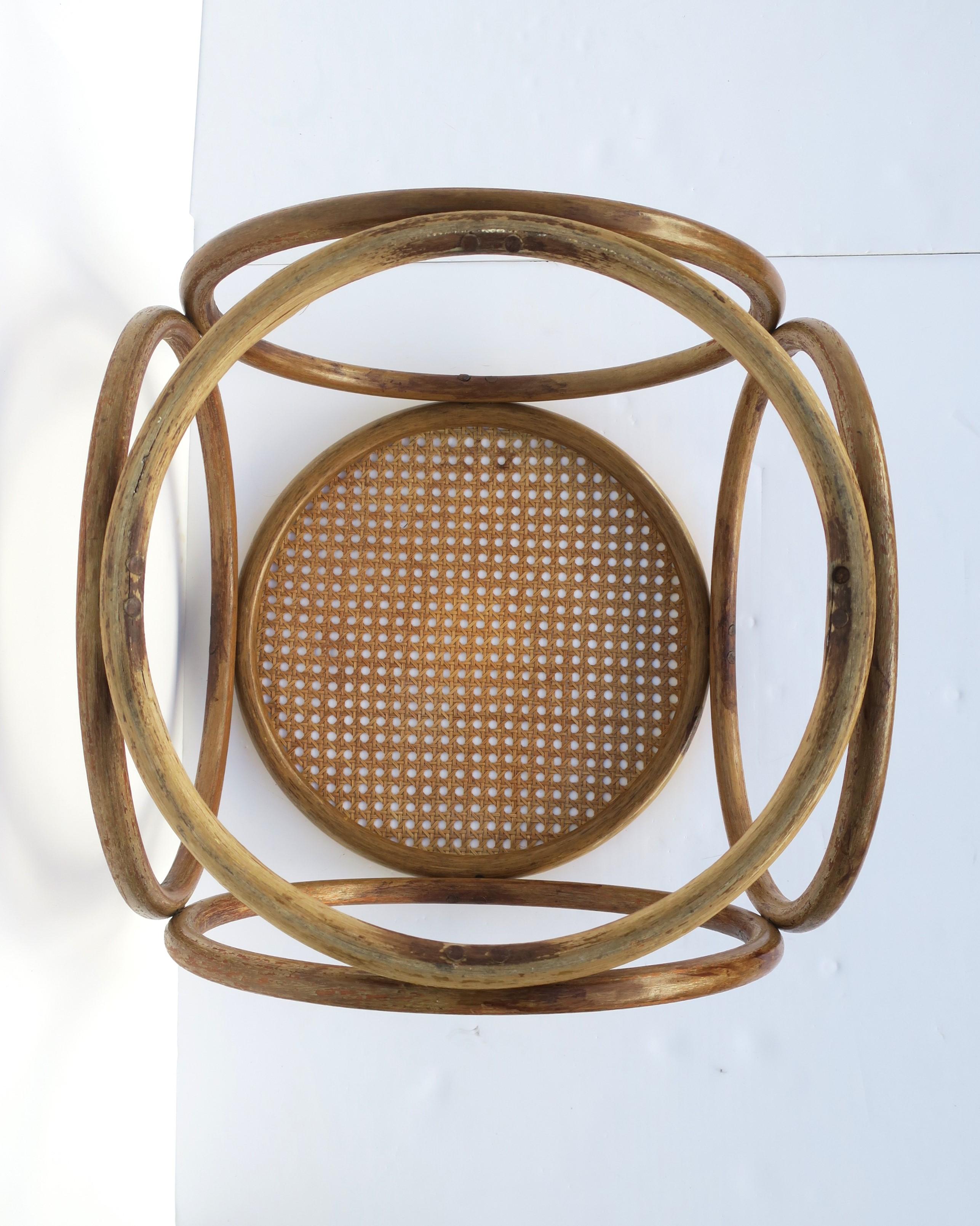 Bentwood and Wicker Cane Stool or Side Drinks Table in the Style of Thonet For Sale 14