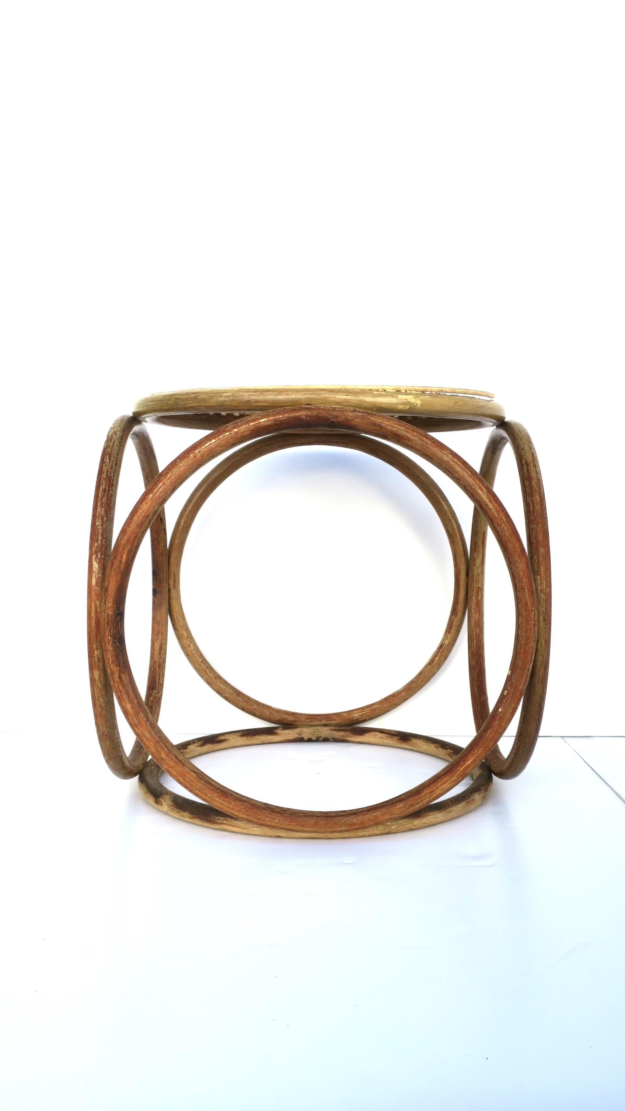 Bentwood and Wicker Cane Stool or Side Drinks Table in the Style of Thonet In Good Condition For Sale In New York, NY