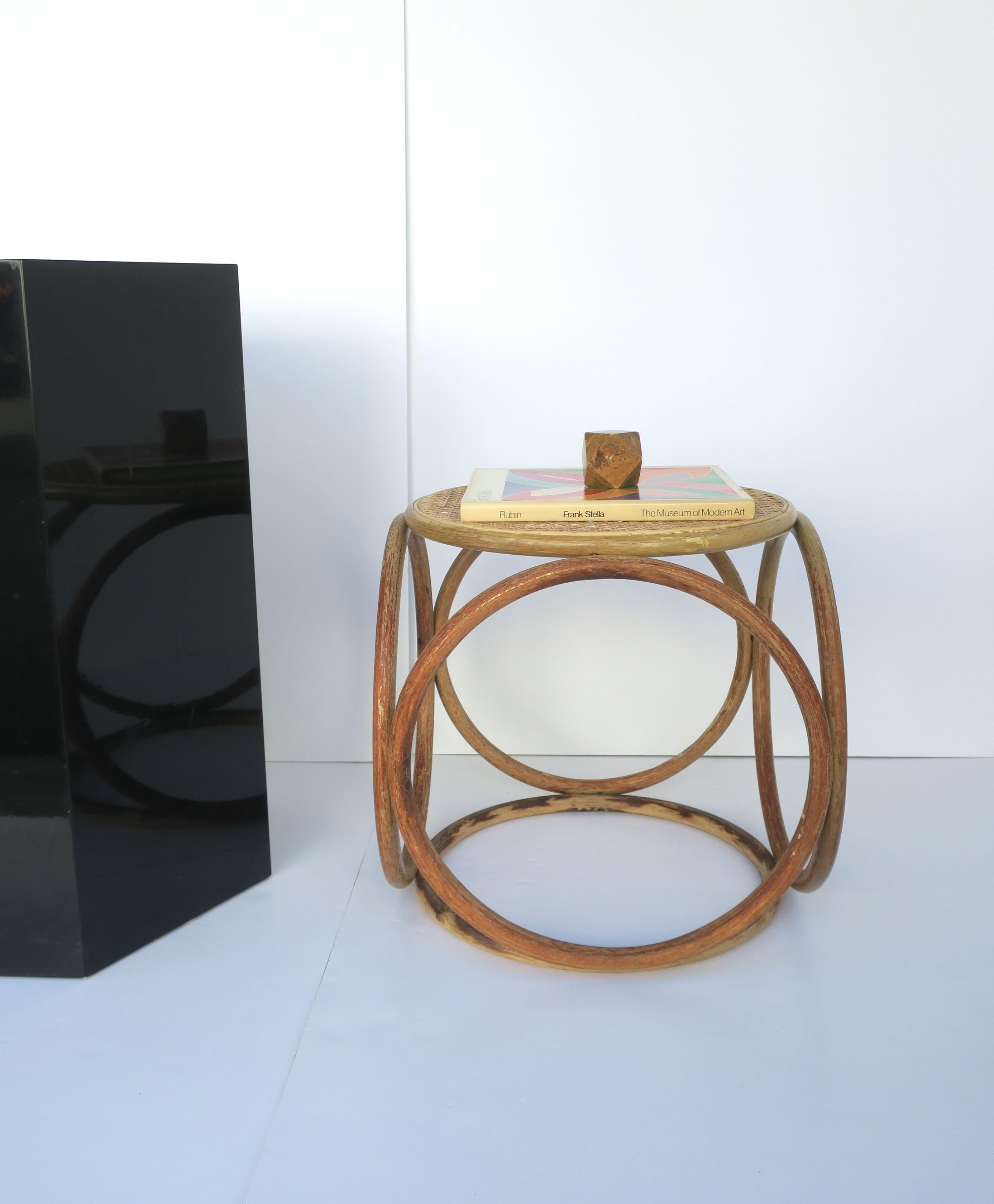 Bentwood and Wicker Cane Stool or Side Drinks Table in the Style of Thonet For Sale 2