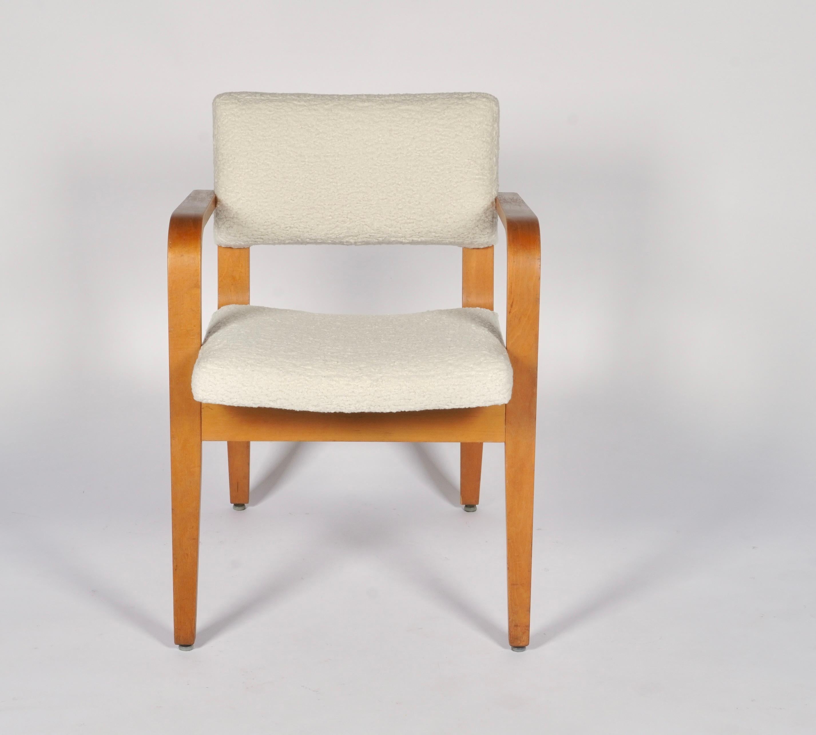 American Thonet Bentwood Armchair circa 1950s Upholstered in Boucle