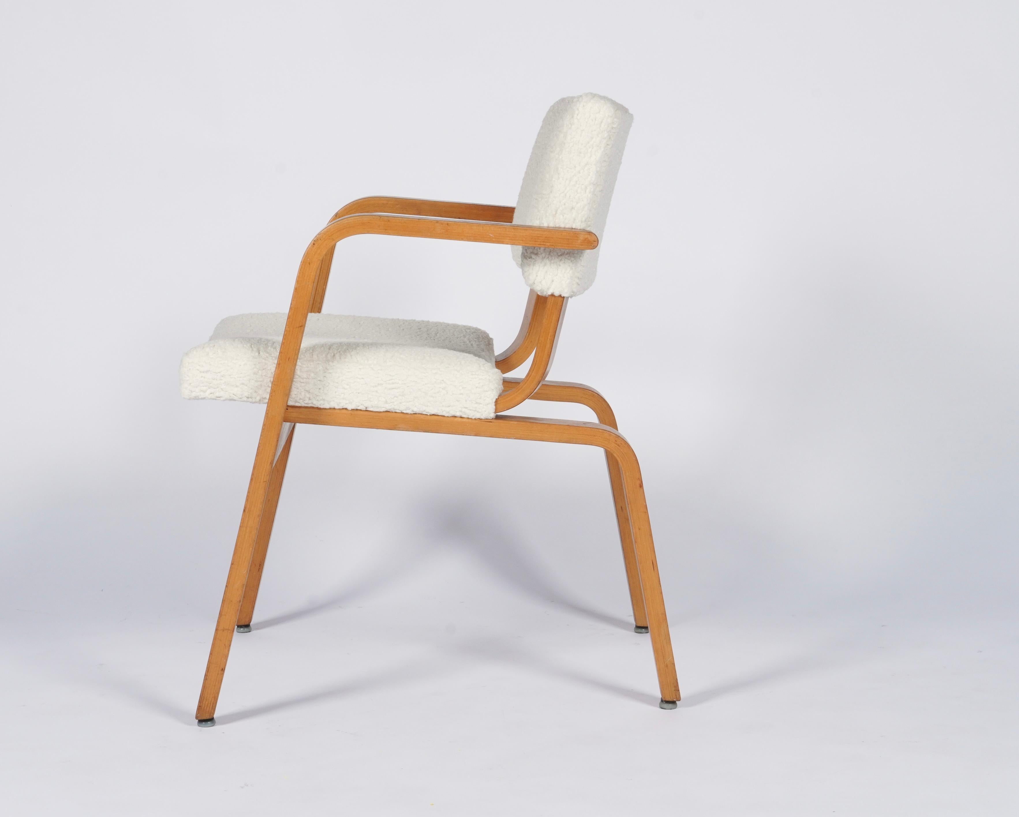 Thonet Bentwood Armchair circa 1950s Upholstered in Boucle In Good Condition In Oakland, CA