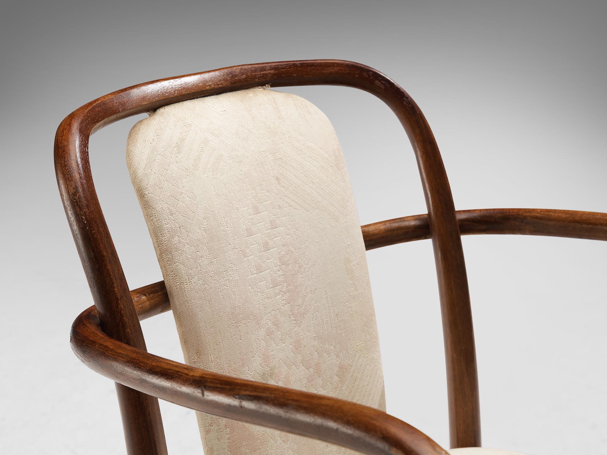 Mid-20th Century TON Bentwood Armchair in Light Upholstery For Sale