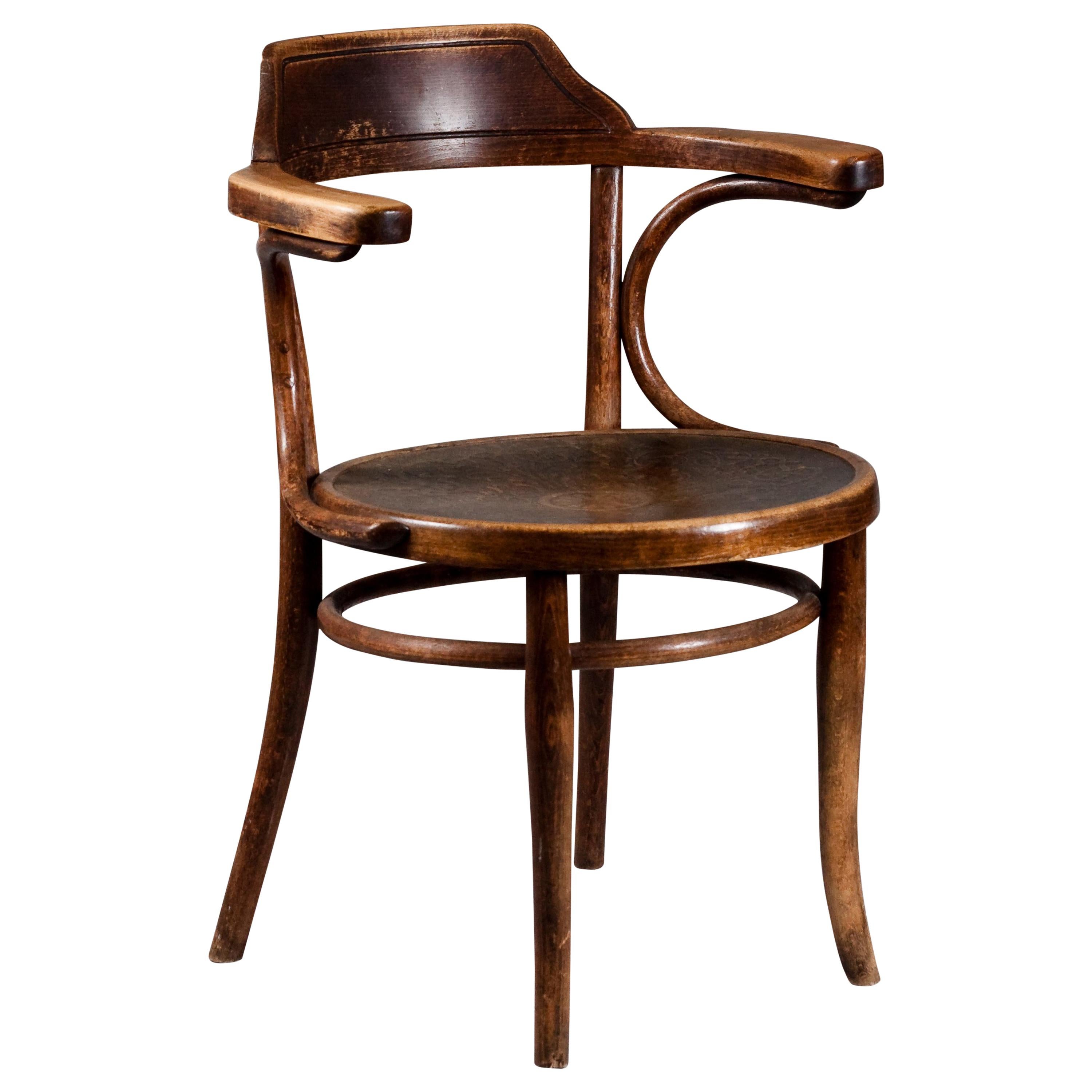 Thonet Bentwood Armchair With Decorative Seat, Vienna, Austria For Sale