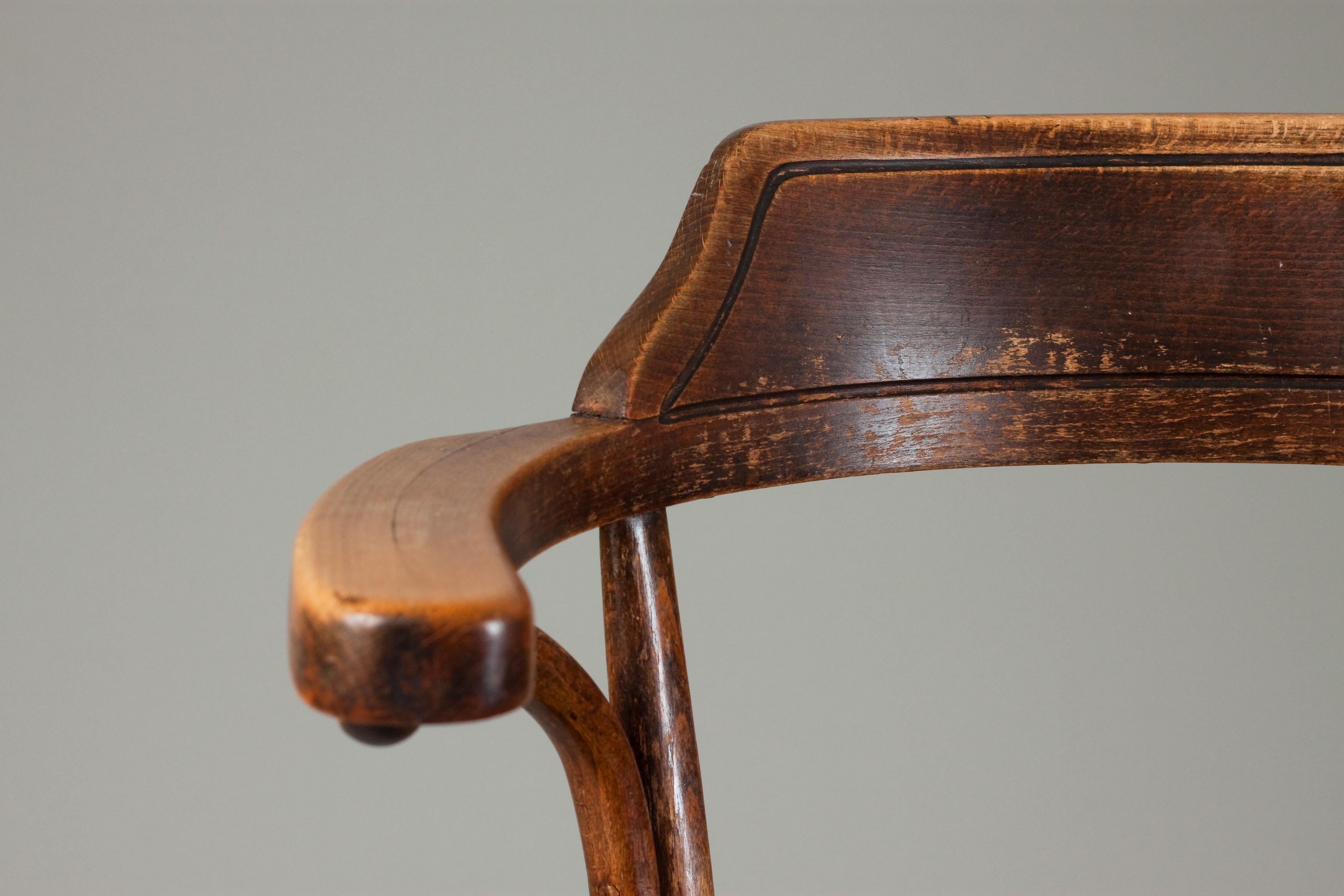 20th Century Thonet Bentwood Armchair With Decorative Seat, Vienna, Austria For Sale