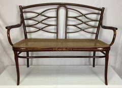 Banquette in bentwood and cane by Thonet, Austria, late 19th century