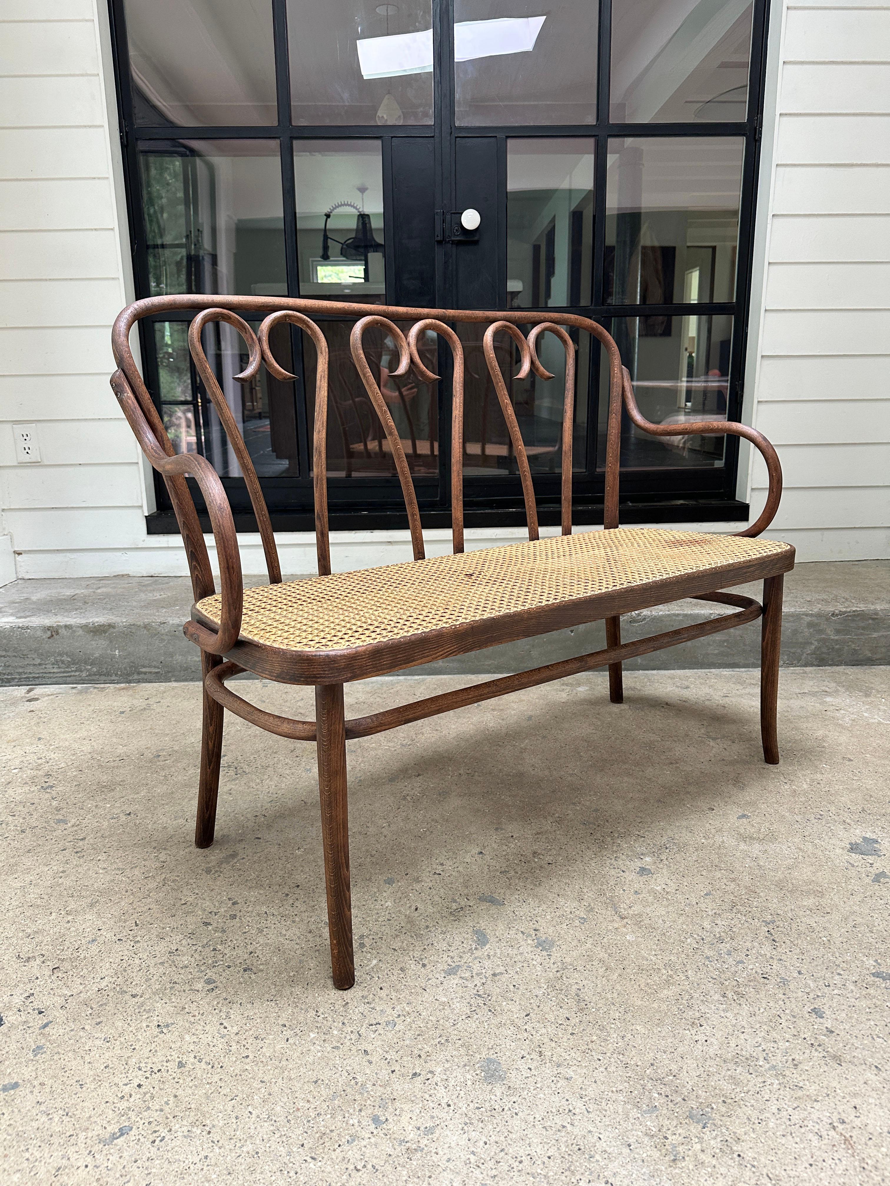 Thonet bentwood bench Model 16 For Sale 1