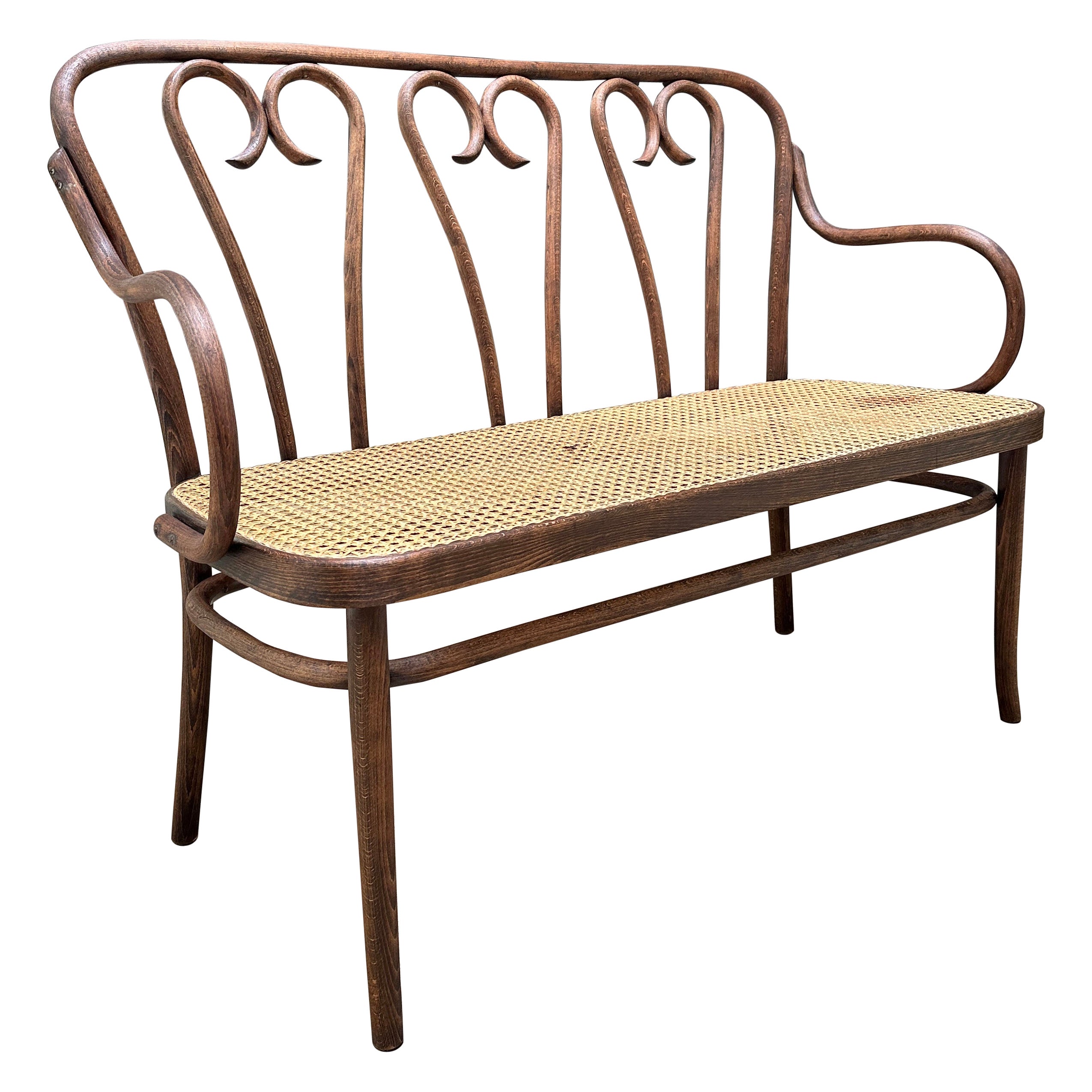 Thonet bentwood bench Model 16 For Sale