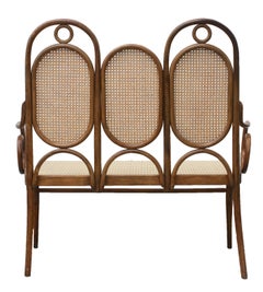 Thonet Bentwood Bench Nr 17 'Lange Jan' Bankje, Signed Thonet