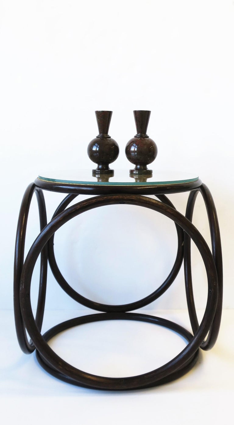 Bentwood Cane and Glass Top Side Drinks Table or Stool in the style of