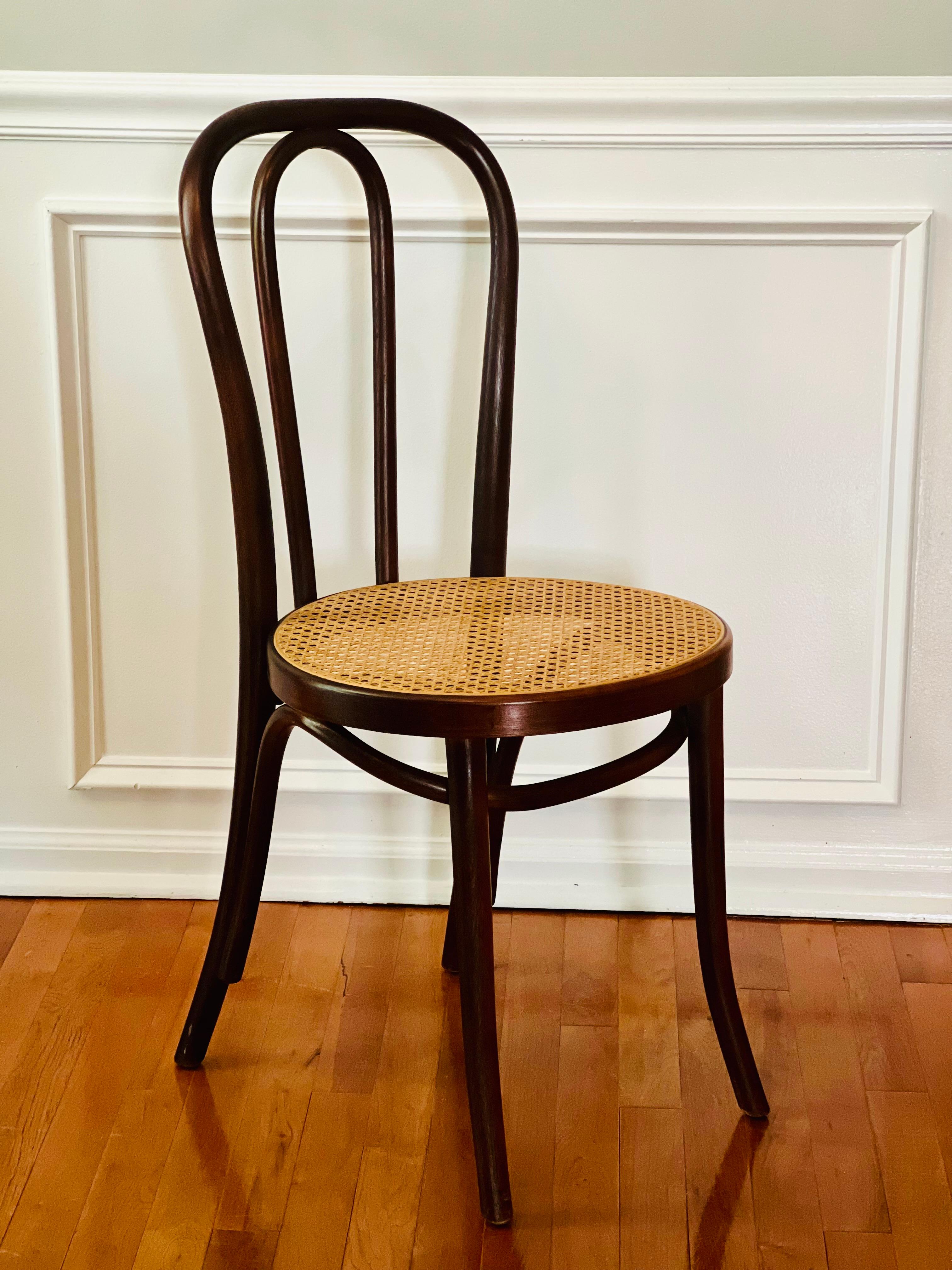 Thonet Bentwood Cane Bistro or Side Chair, 1920's For Sale 8