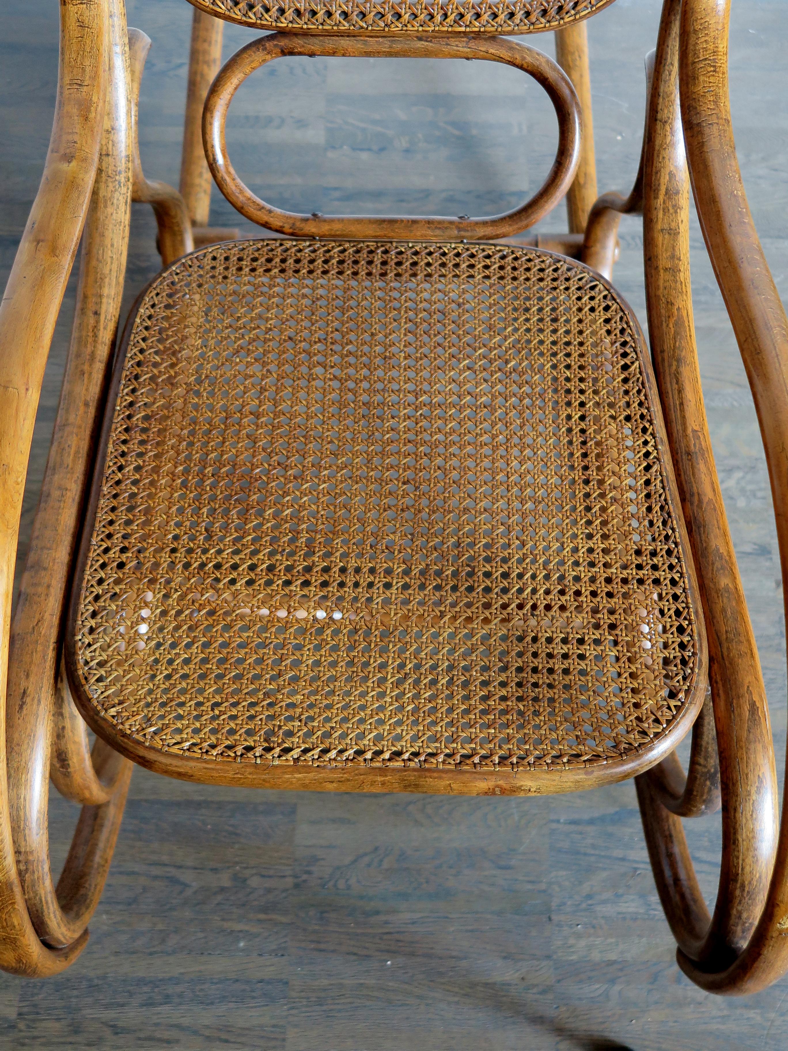 Thonet Bentwood Cane Rocking Chair, 1920s 4