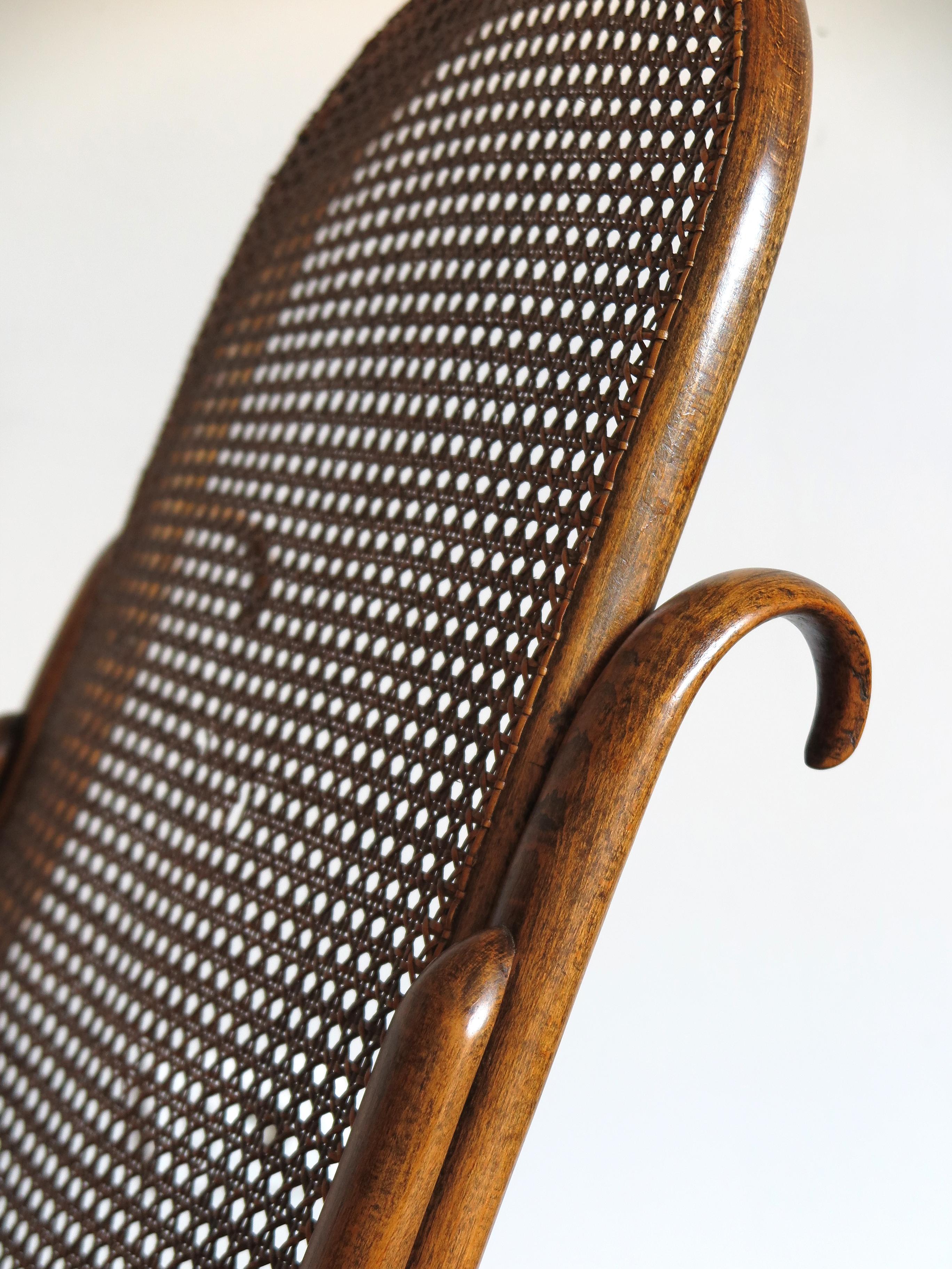 Early 20th Century Thonet Bentwood Cane Rocking Chair, 1920s
