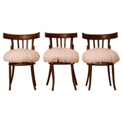 Thonet Bentwood Chairs Reupholstered in Mongolian Sheepskin