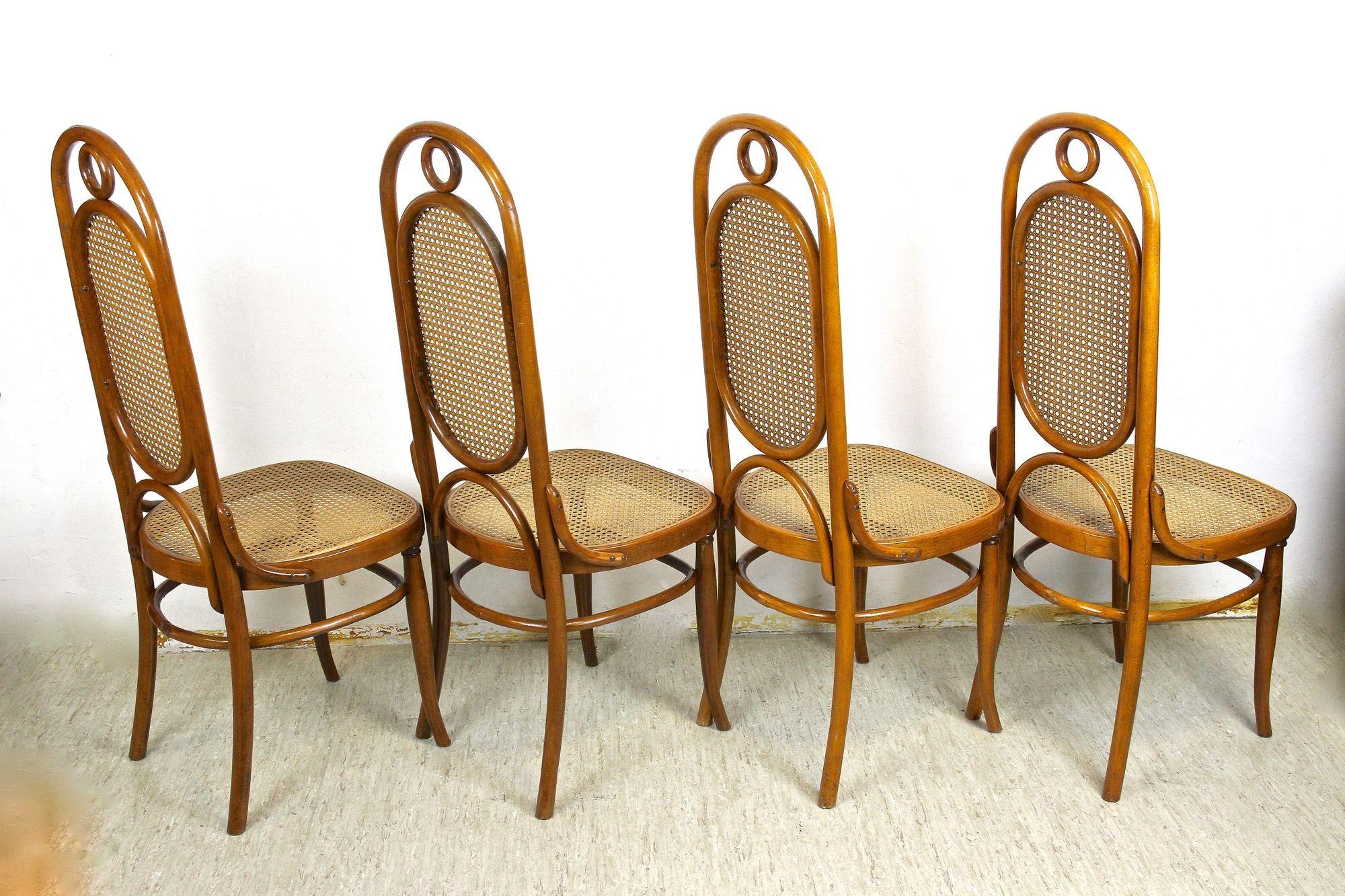 Chaises en bois cintré Thonet avec table, ensemble de sièges Art Nouveau, Autriche, vers 1915 en vente 10
