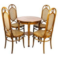 Antique Thonet Bentwood Chairs with Table, Art Nouveau Seating Set, Austria, circa 1915