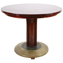 Thonet Bentwood Coffee Table with Hammered Brass Base, Austria, circa 1915