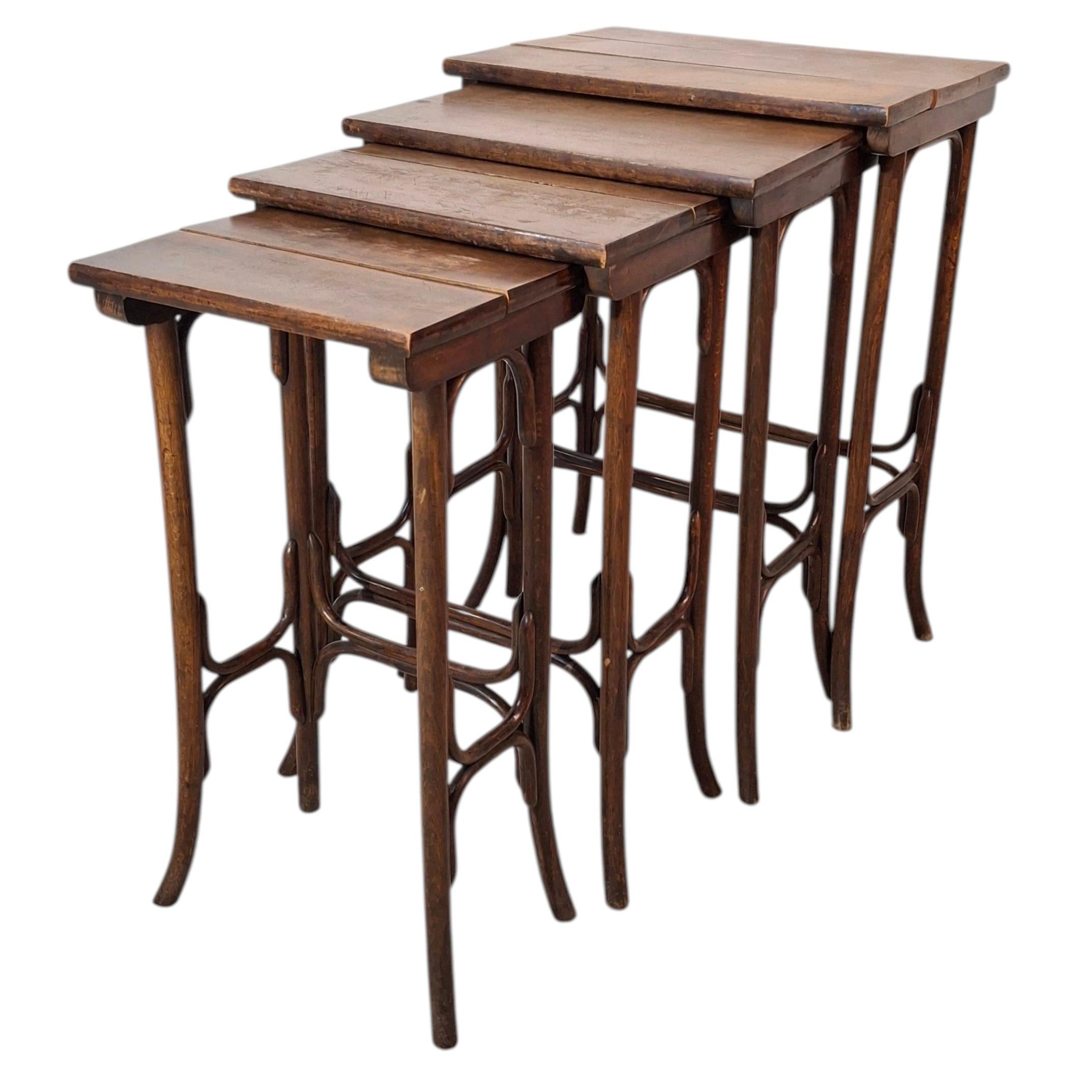 Thonet Bentwood Nesting Tables Set of Four, Beech Wood, 1900 For Sale