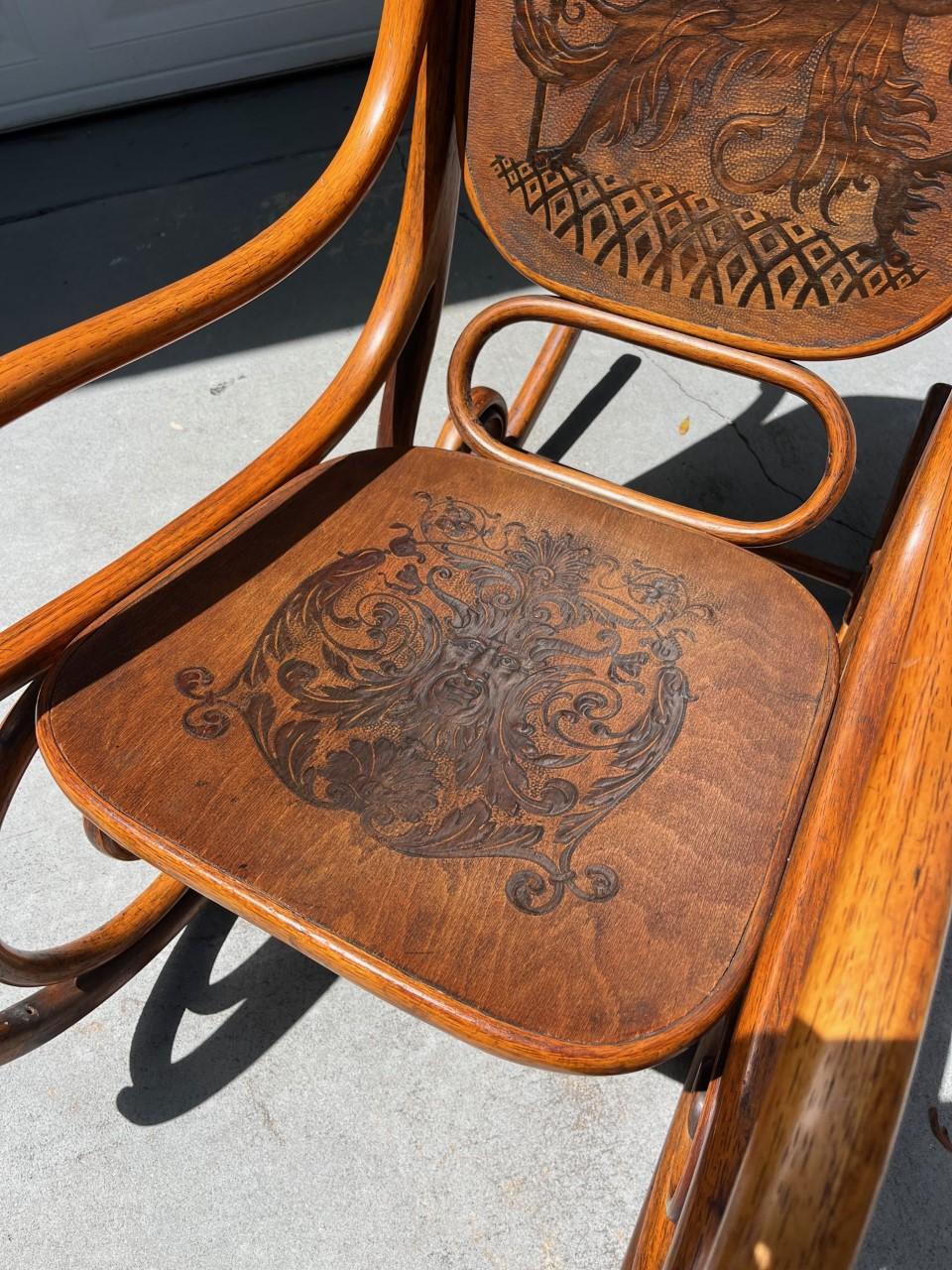 Art Nouveau Thonet Bentwood Rocking Chair by J & J. Kohn Austria