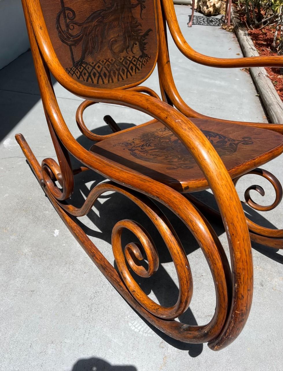 Austrian Thonet Bentwood Rocking Chair by J & J. Kohn Austria