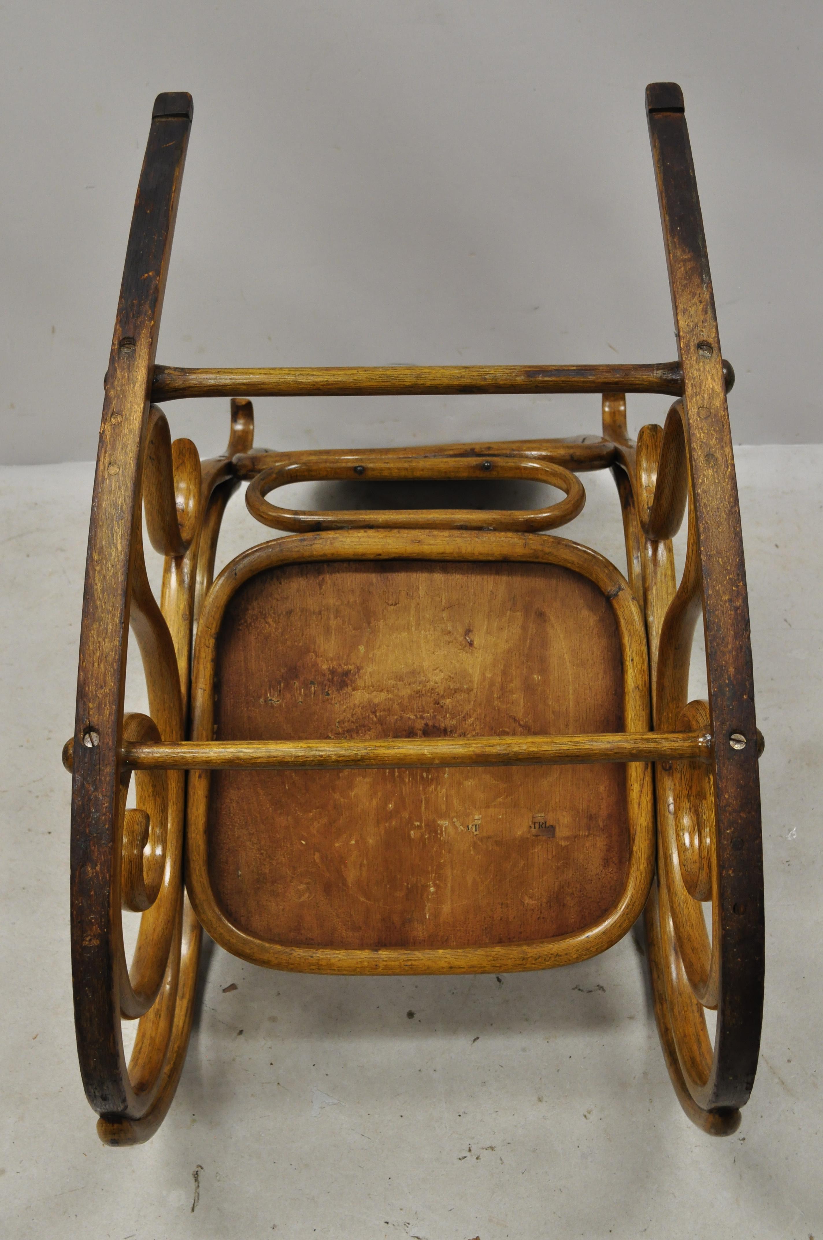 Thonet Bentwood Rocking Chair Figural Pressed Wood Griffins and Northwind Face 2
