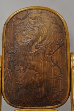Thonet Bentwood Rocking Chair Figural Pressed Wood Griffins and Northwind Face