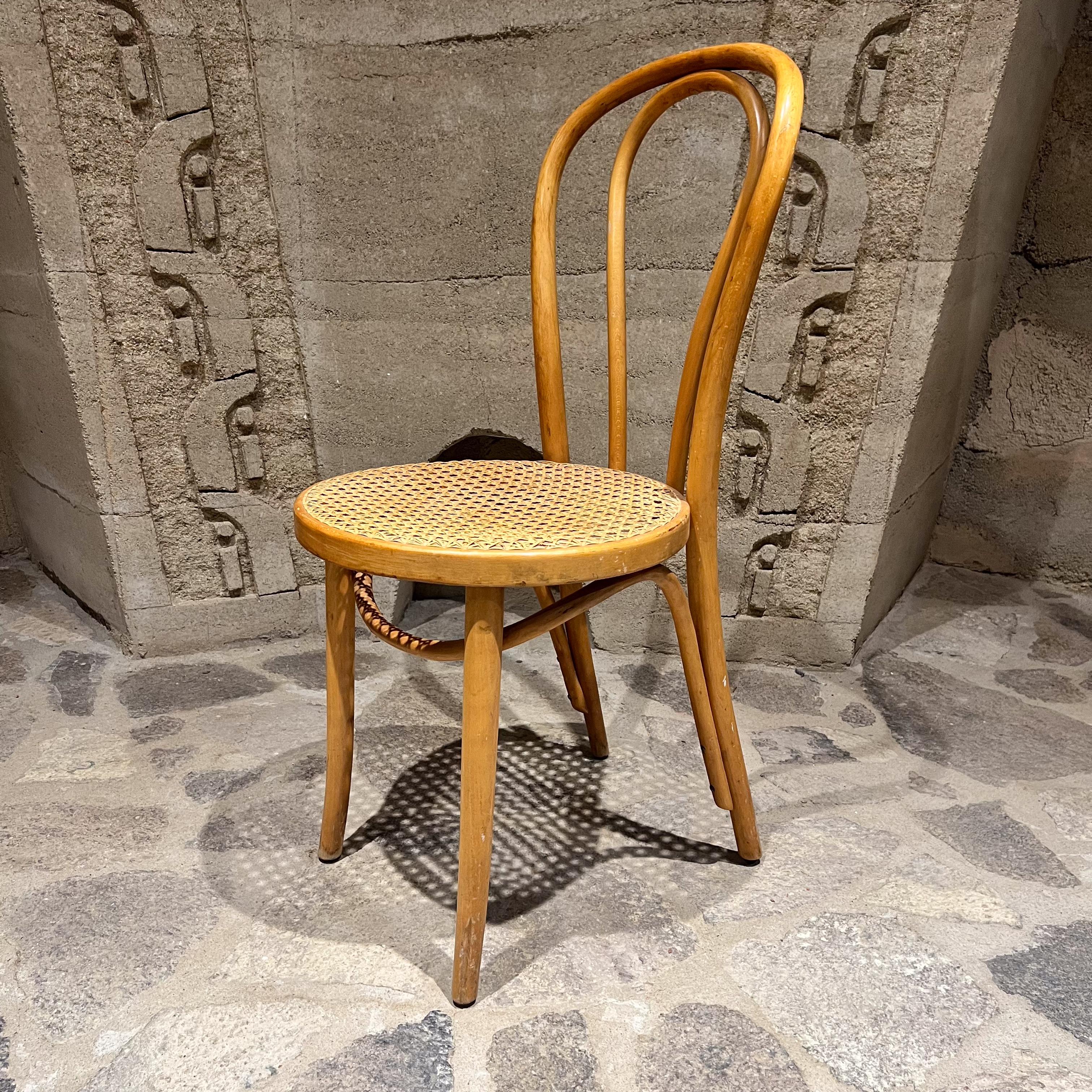 Mid-Century Modern Thonet Bistro Cafe Dining Chair Bentwood and Cane