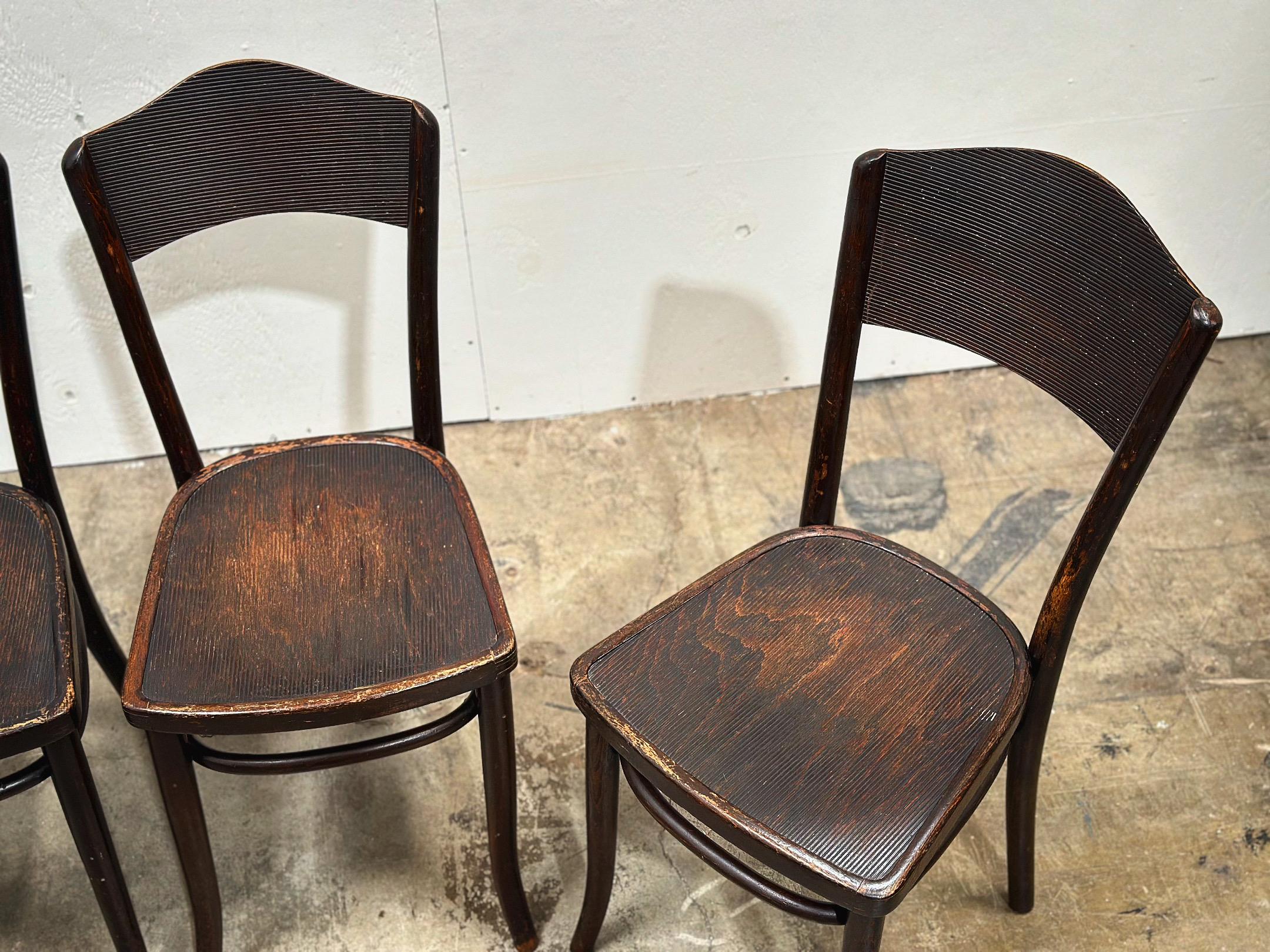 Polish Thonet Bistro Cafe Dining Chairs - Bentwood Vienna Secessionist - Set of 4 
