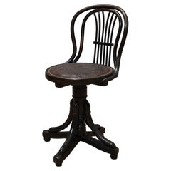 Antique Thonet Black Swivel Austrian Art Nouveau Chair, 1890
