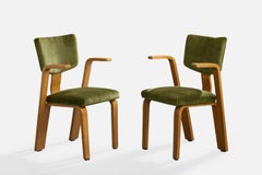 Thonet Brothers, Armchairs, Birch, Velvet, USA, 1940s