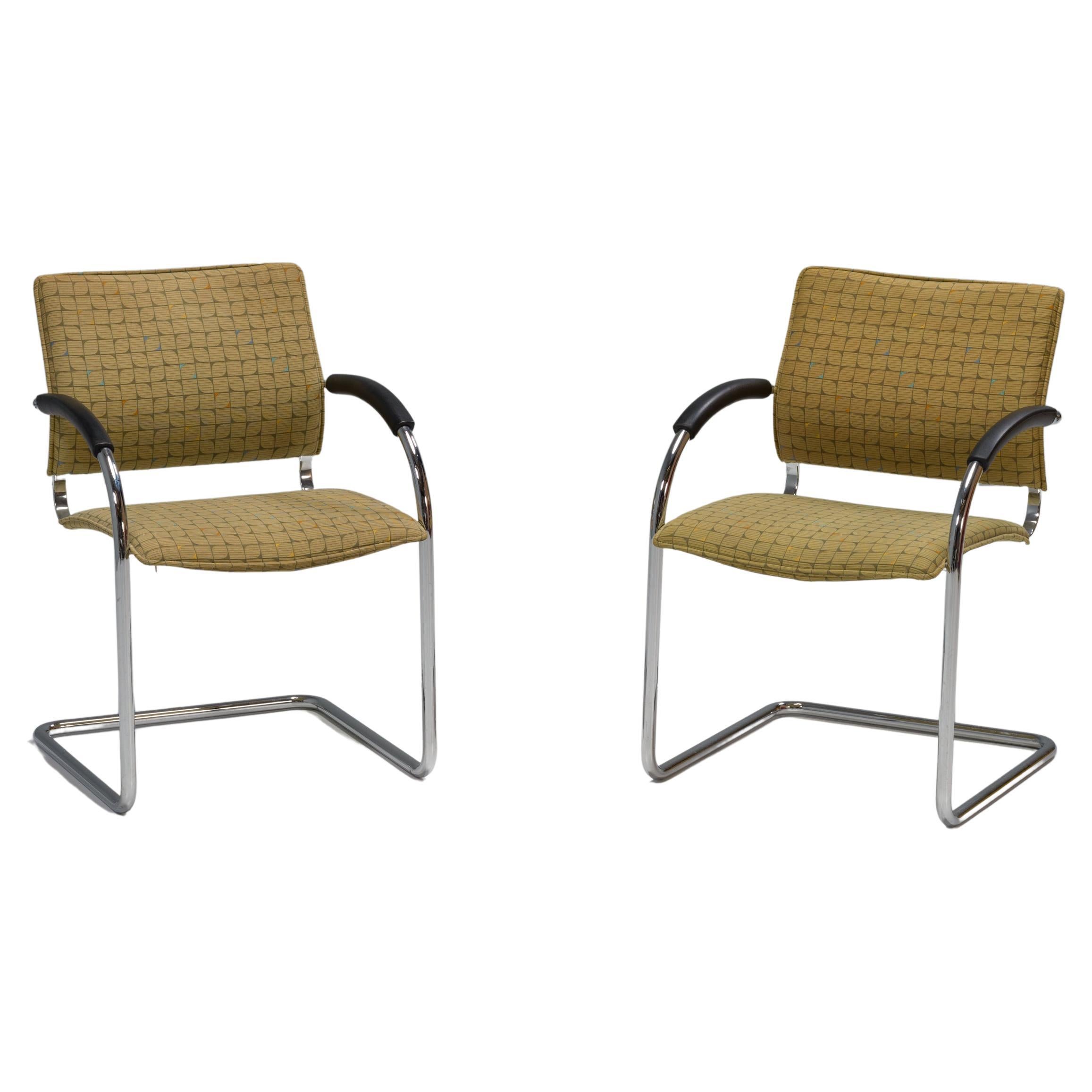 Thonet by Jozef Gorcica & Andreas Krob Brown Fabric S78 Dining Chairs, Set of 2