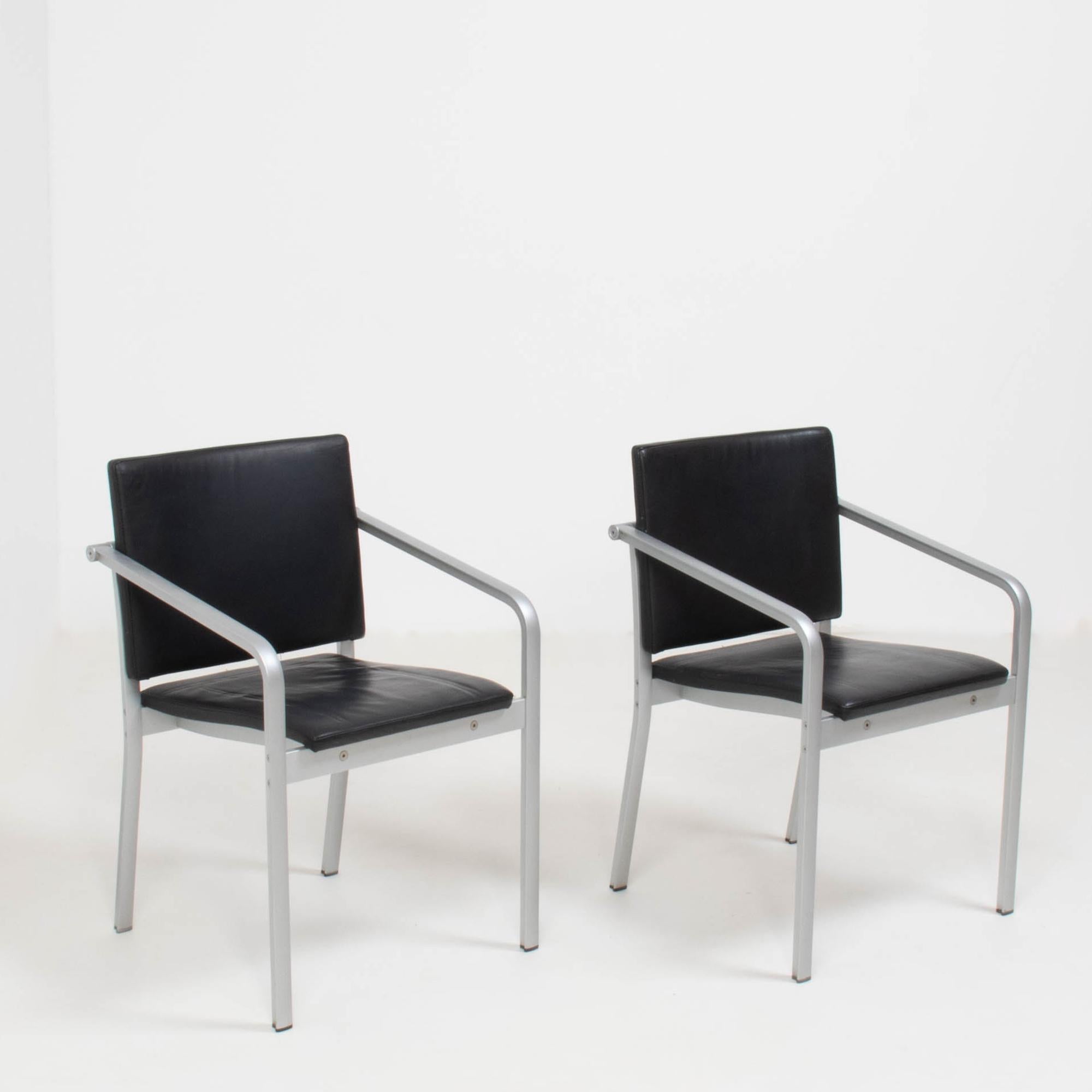 Designed by Sir Norman Foster for Thonet, these A901 PF chairs are a fantastic example of modern design.

Inspired by the Bauhaus movement, the chairs are constructed from bent aluminum frames with the fixings becoming a feature of the