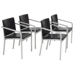 Thonet by Norman Foster A901 PF Black Leather Dining Chairs, Set of 4