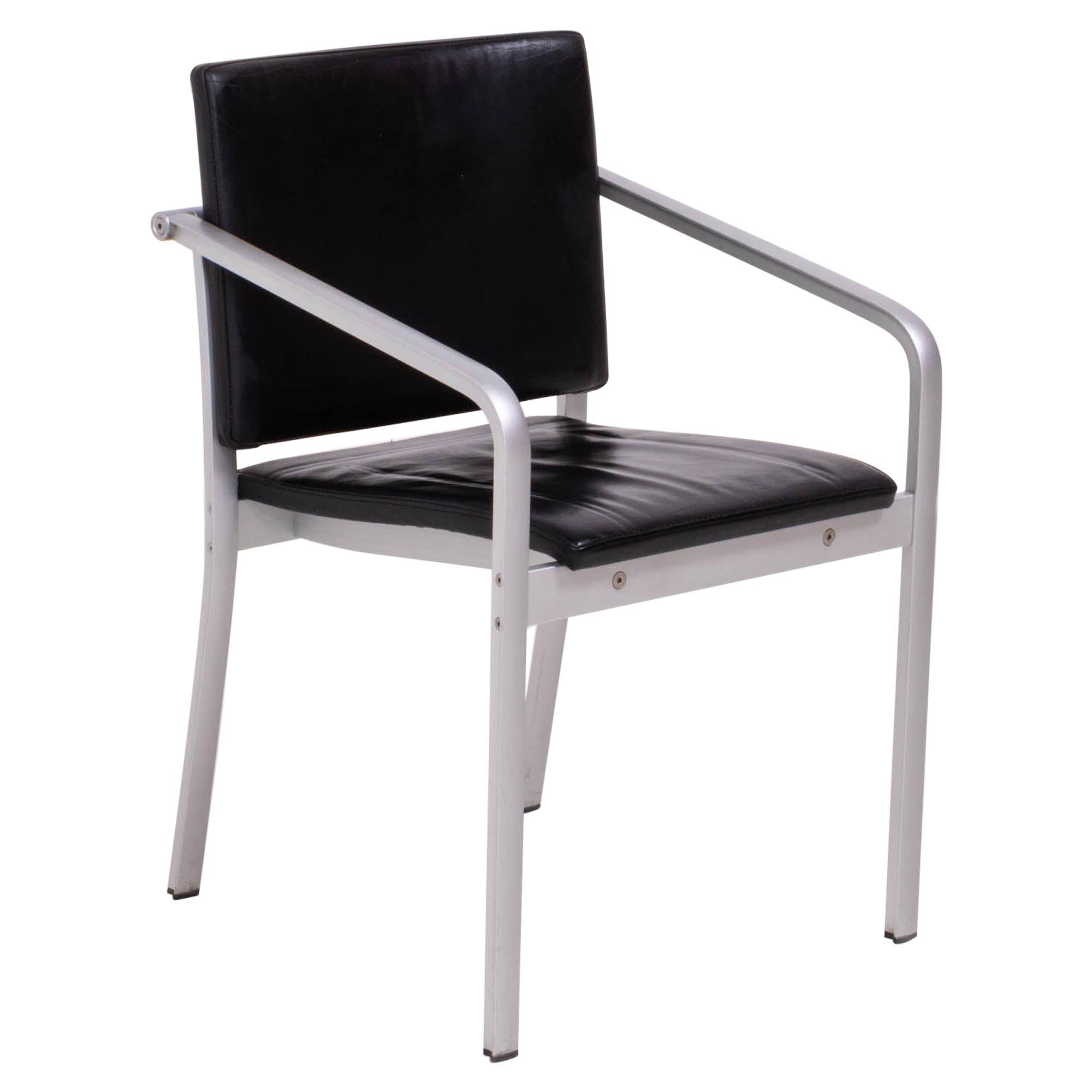 Thonet by Norman Foster A901 PF Silver and Black Leather Dining Chairs