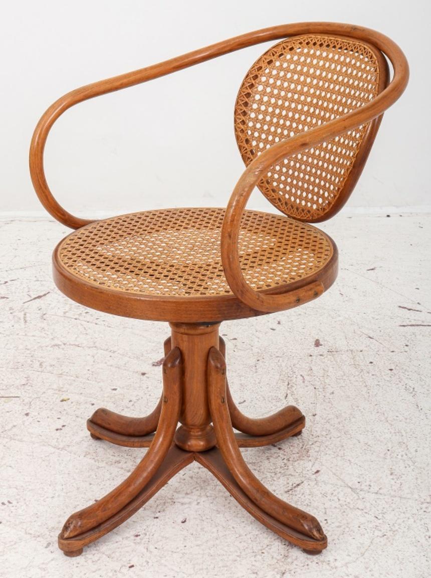 Thonet Caned Bentwood Swivel Chair, No. 5501 In Good Condition In New York, NY
