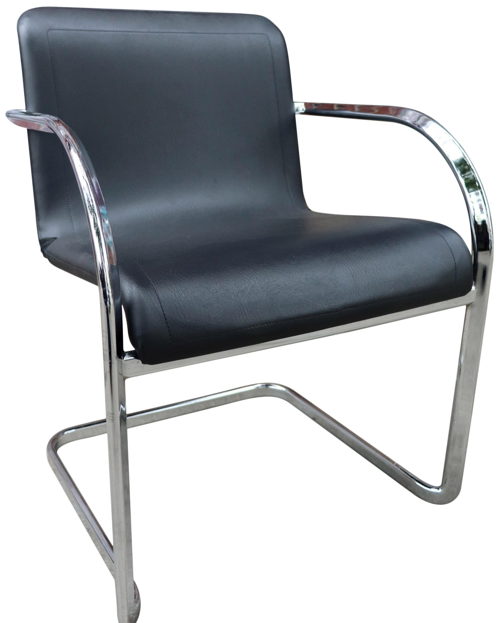 Post-Modern Thonet Cantilever Lounge Chairs in Chrome by Anton Lorenz
