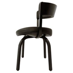 Retro Thonet Chair 404 in Black Wood and Leather