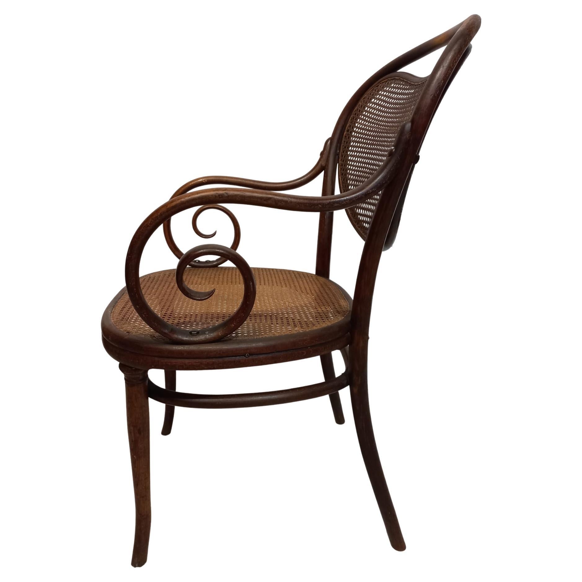 Thonet chair from the 1870s with curved armrests, Vienna Austria