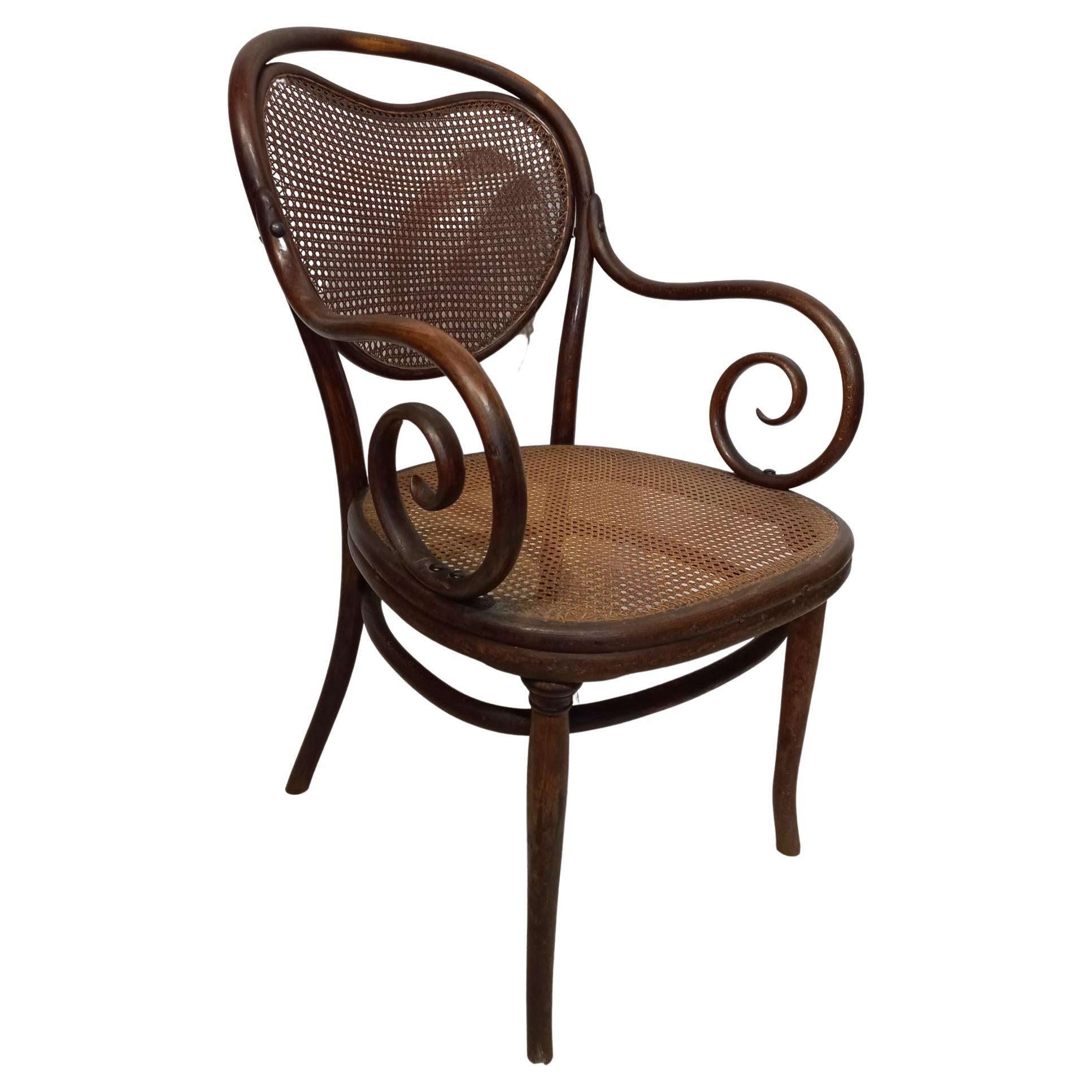 Other Thonet chair from the 1870s with curved armrests For Sale