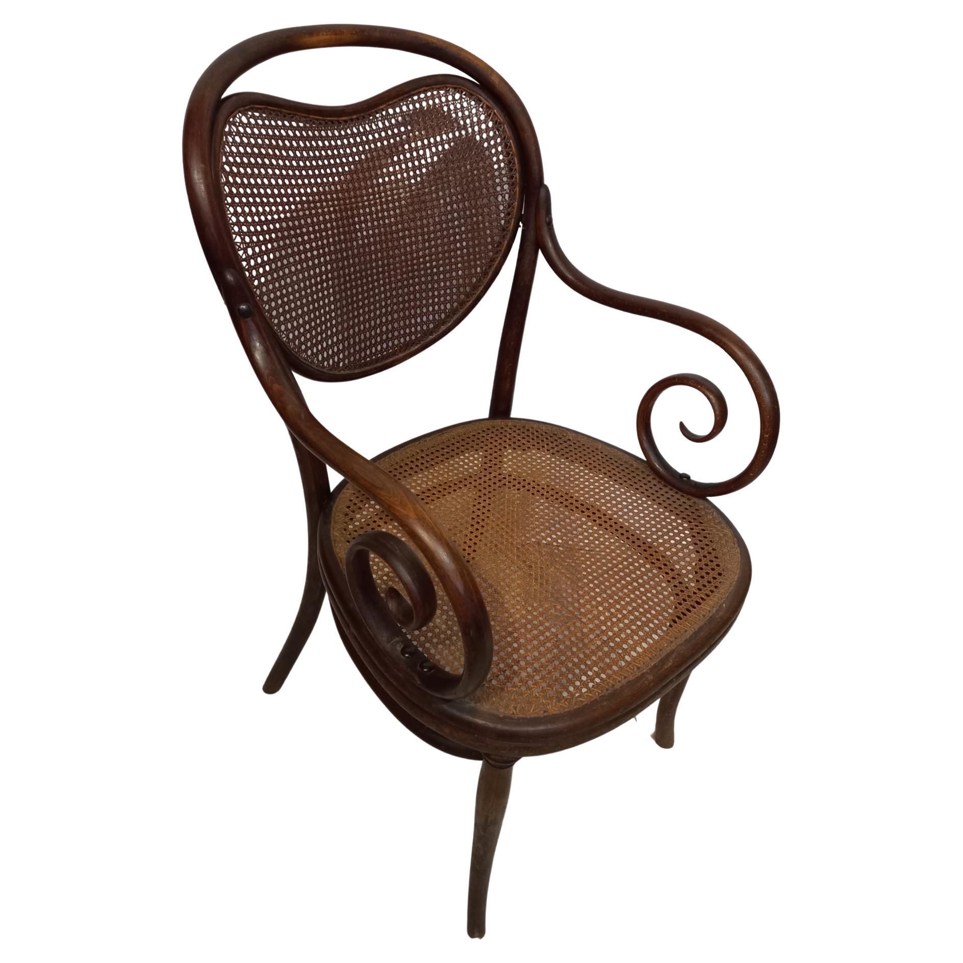 Late 19th Century Thonet chair from the 1870s with curved armrests For Sale