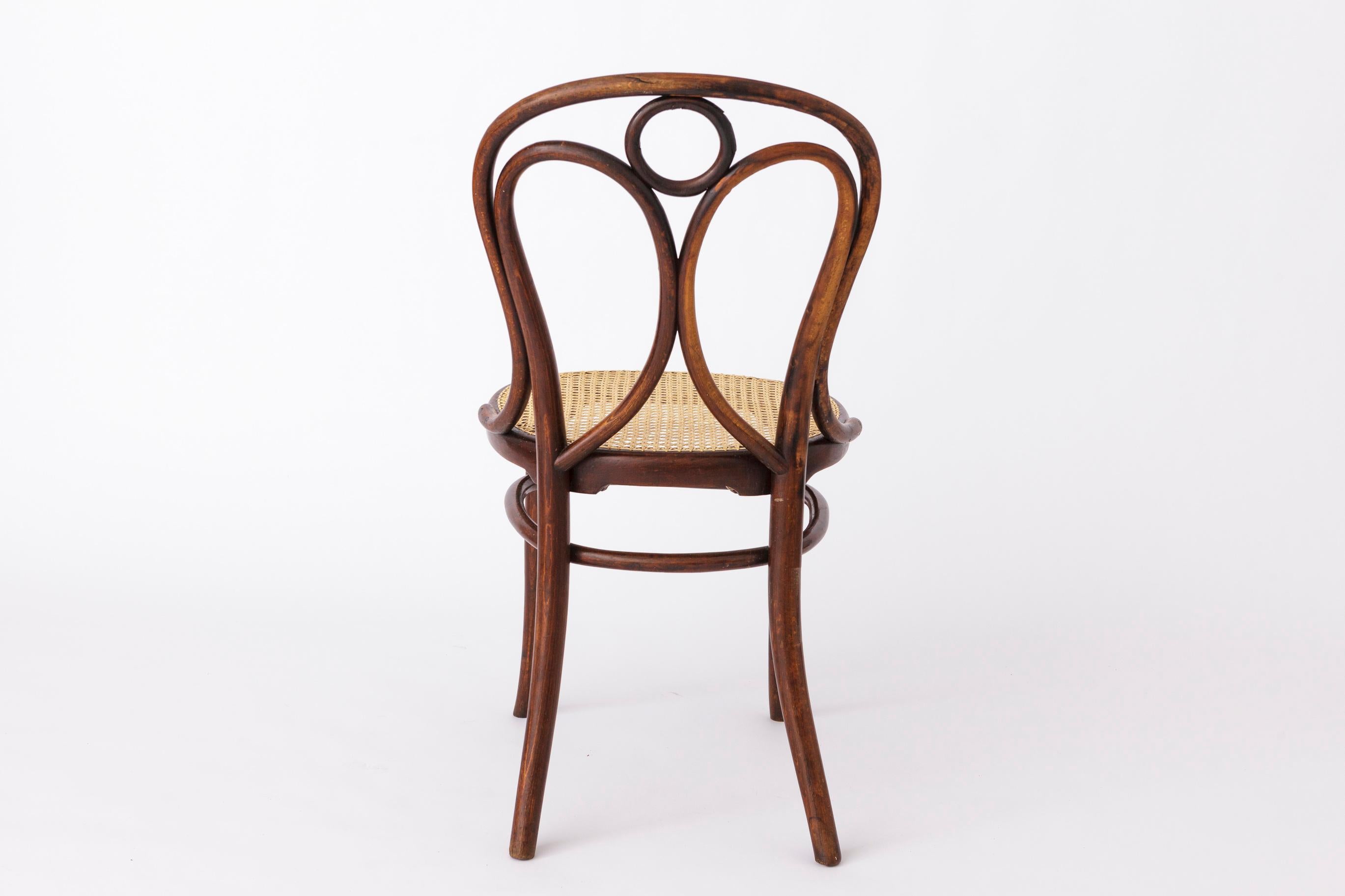 Teak Thonet Chair No. 19 with Viennese cain 1880s - Angel chair - desk chair For Sale