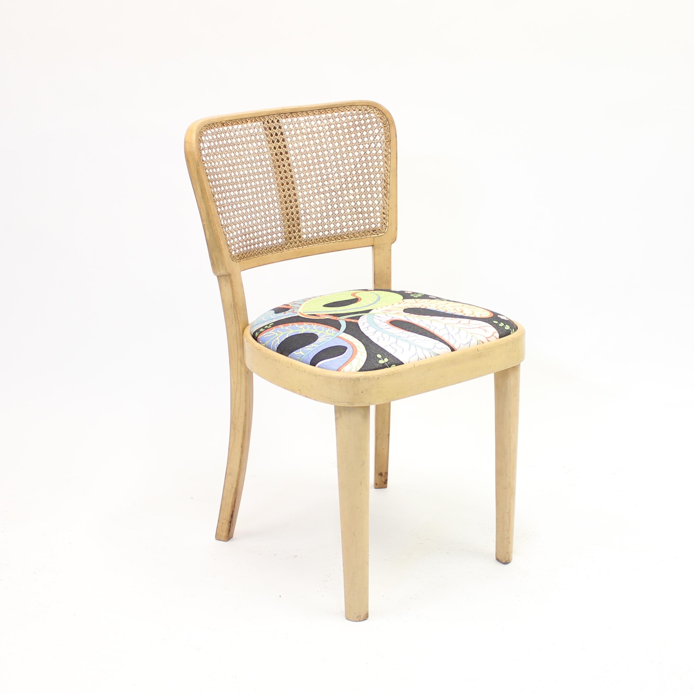 Birch chair with rattan back manufactured by Thonet in the mid 20th century. Josef Frank 